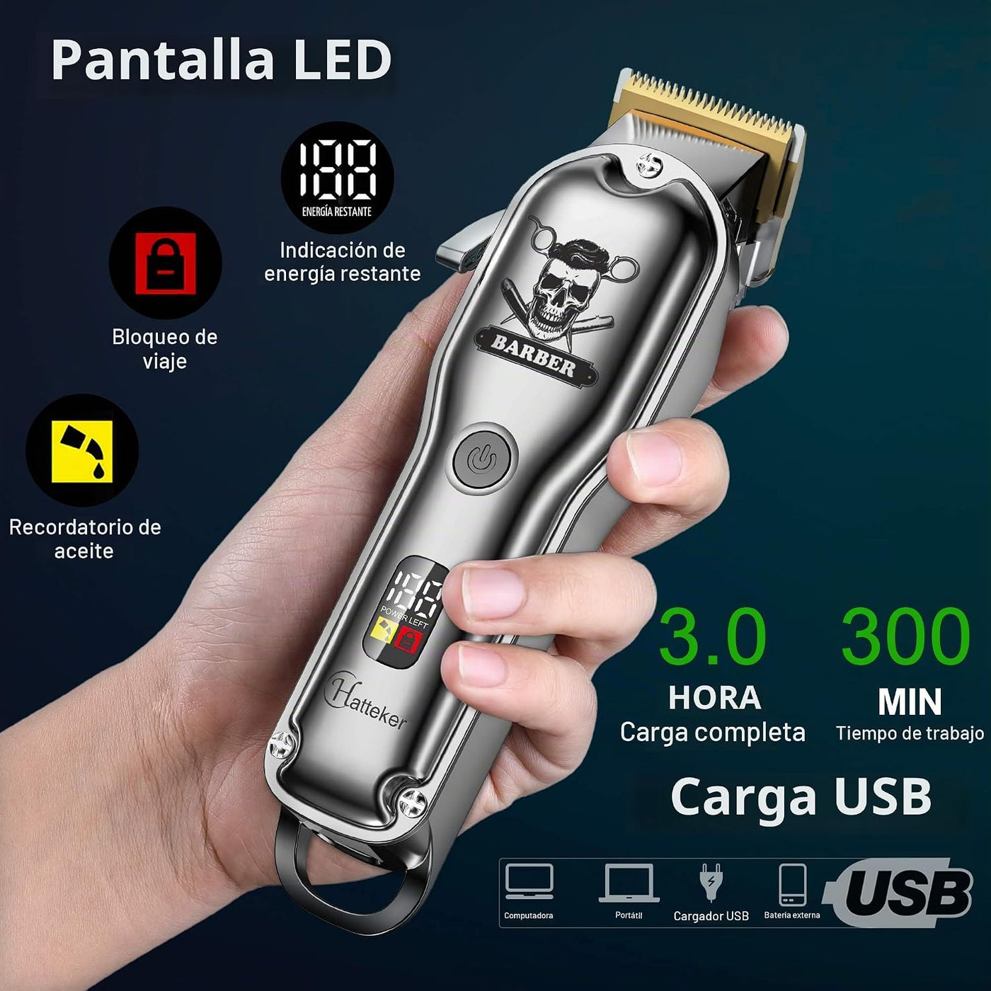 Hatteker Kit de corte de pelo profesional para hombres, cortadora d...