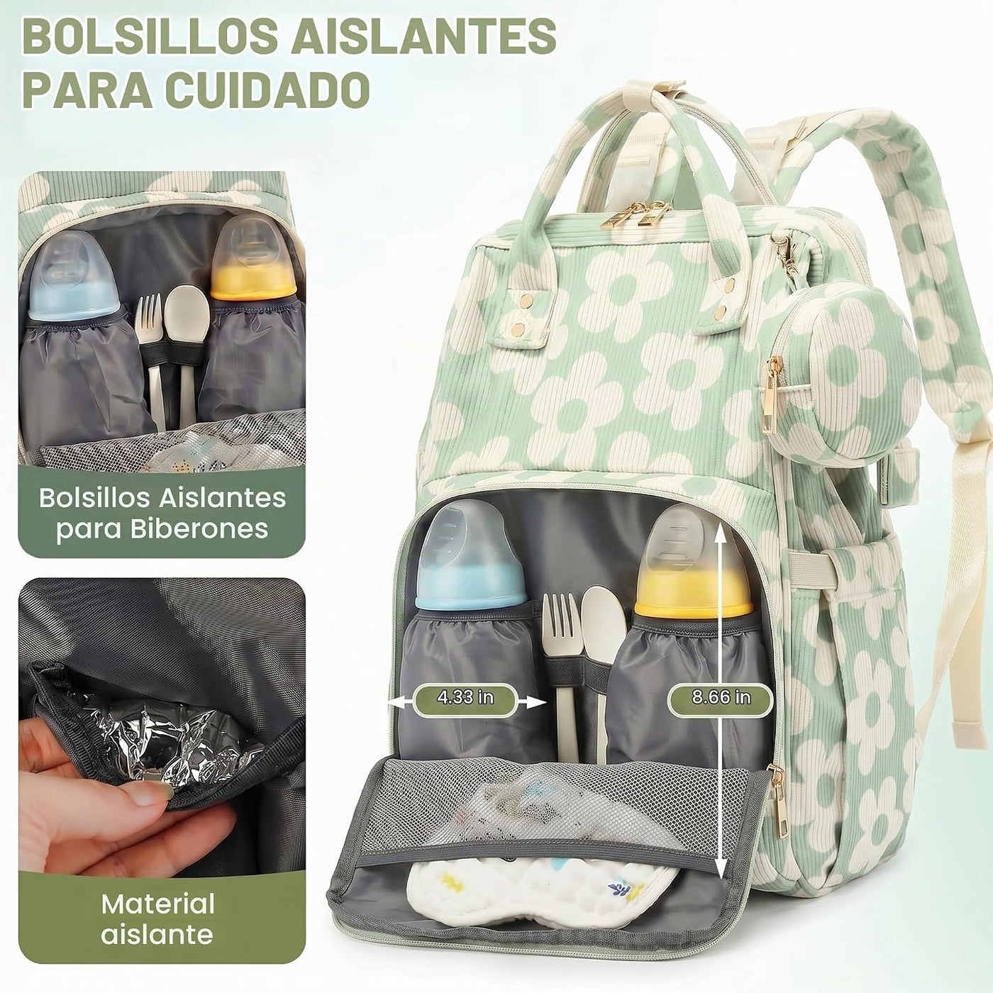 Lrenagao Mochila para pañales de bebé para mamá y papá, bolsa de pa...