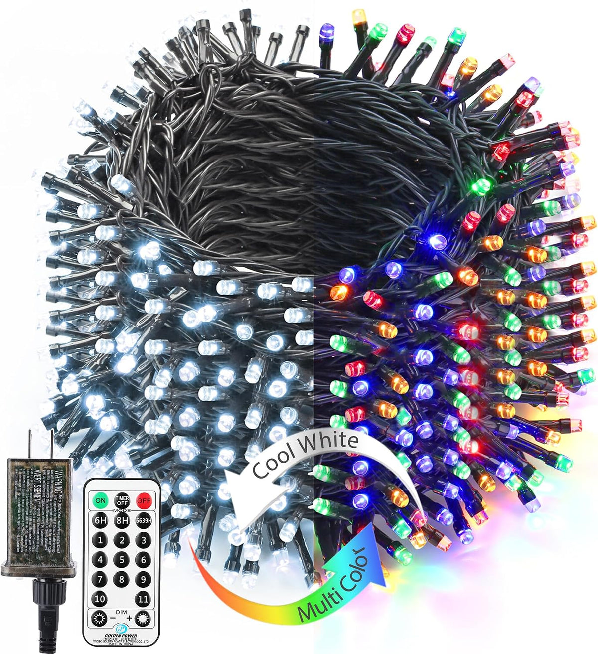 Brizled Guirnalda de luces de Navidad, 279 pies, 800 luces LED de N...