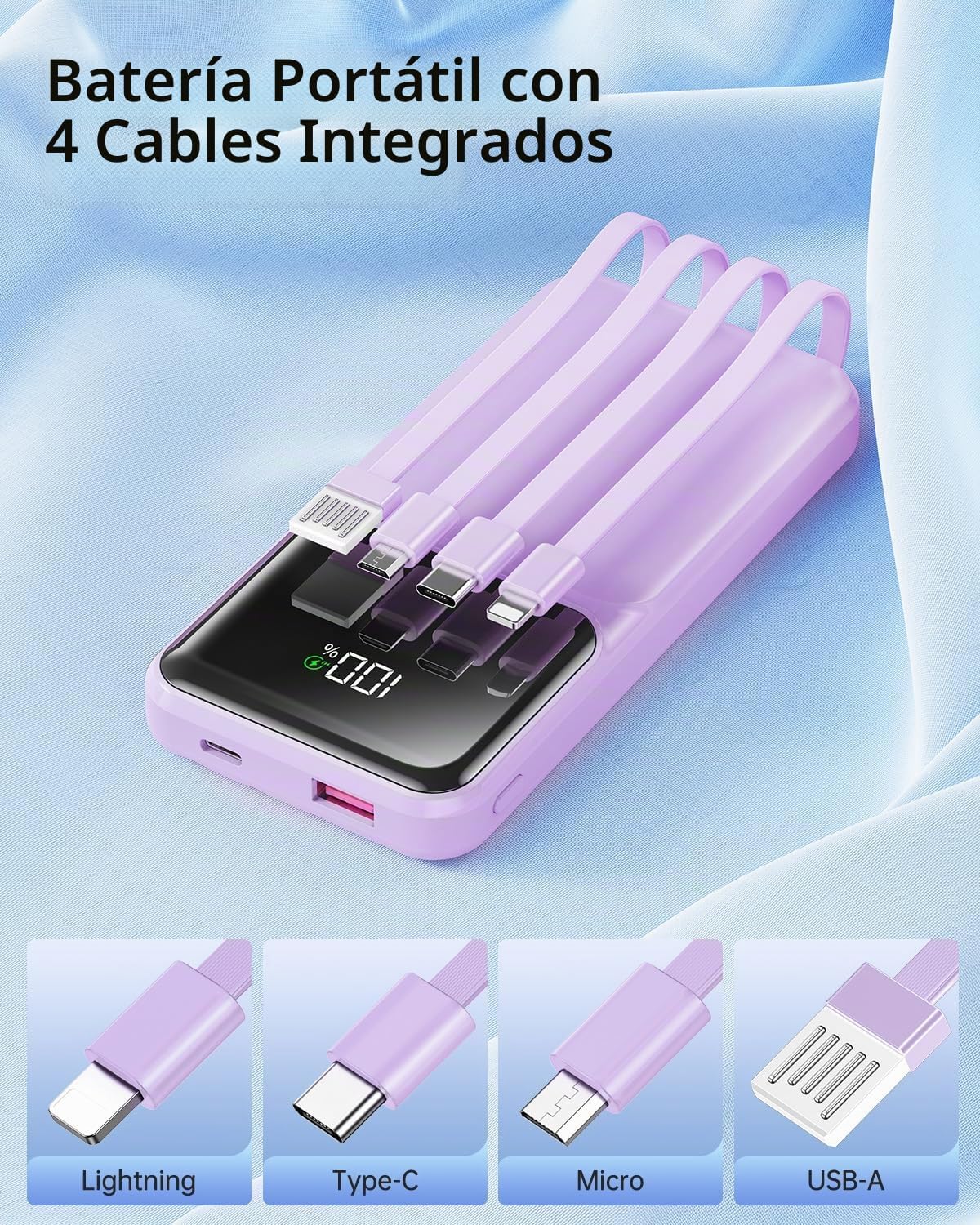 Banco portátil del poder del cargador con el cable incorporado 2000...