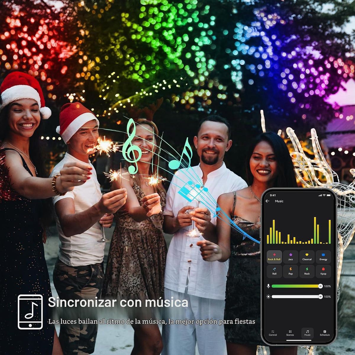 Brizled 600 luces LED inteligentes RGB que cambian de color con cab...