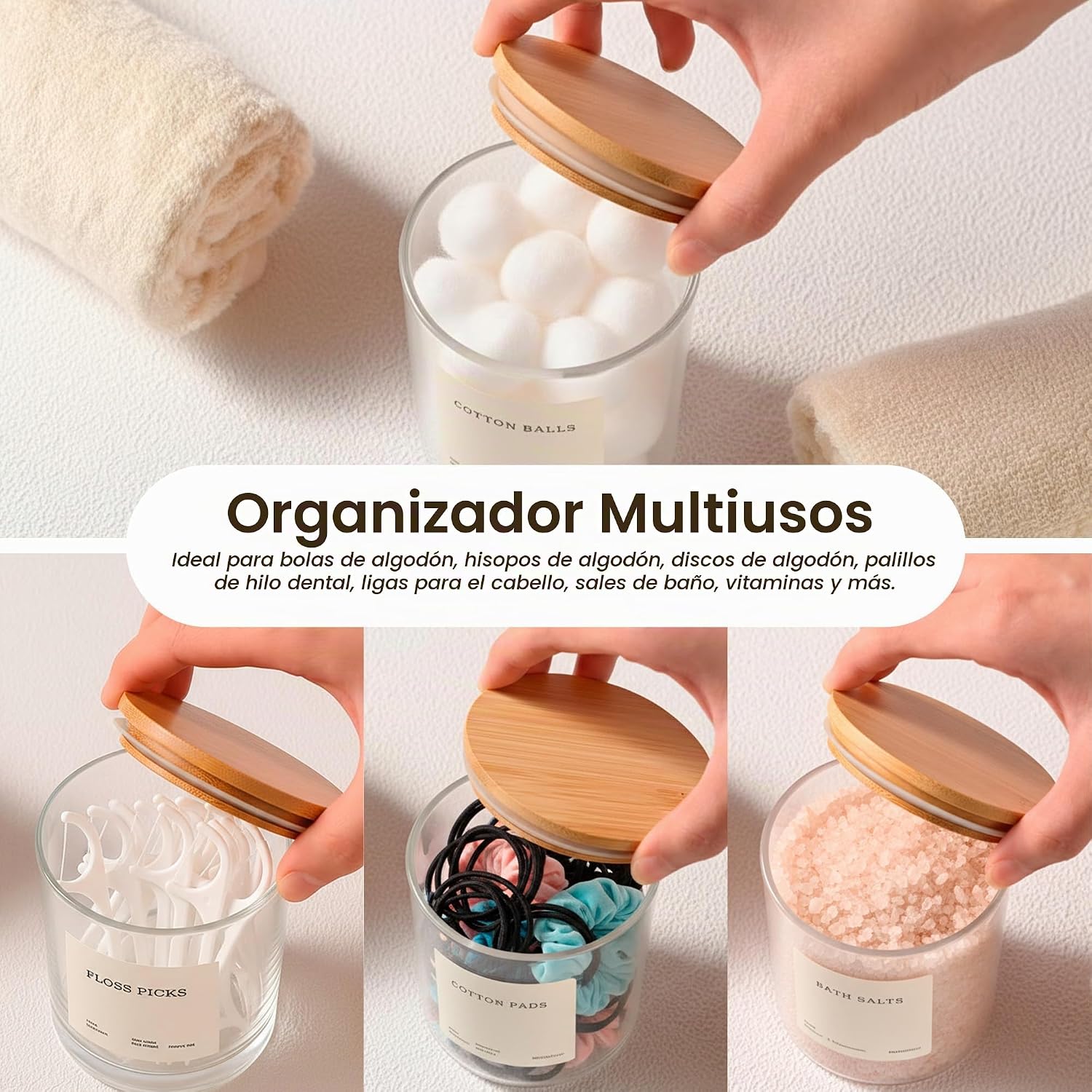 MaisoNovo Recipientes de baño de vidrio con tapas (hermético), sopo...