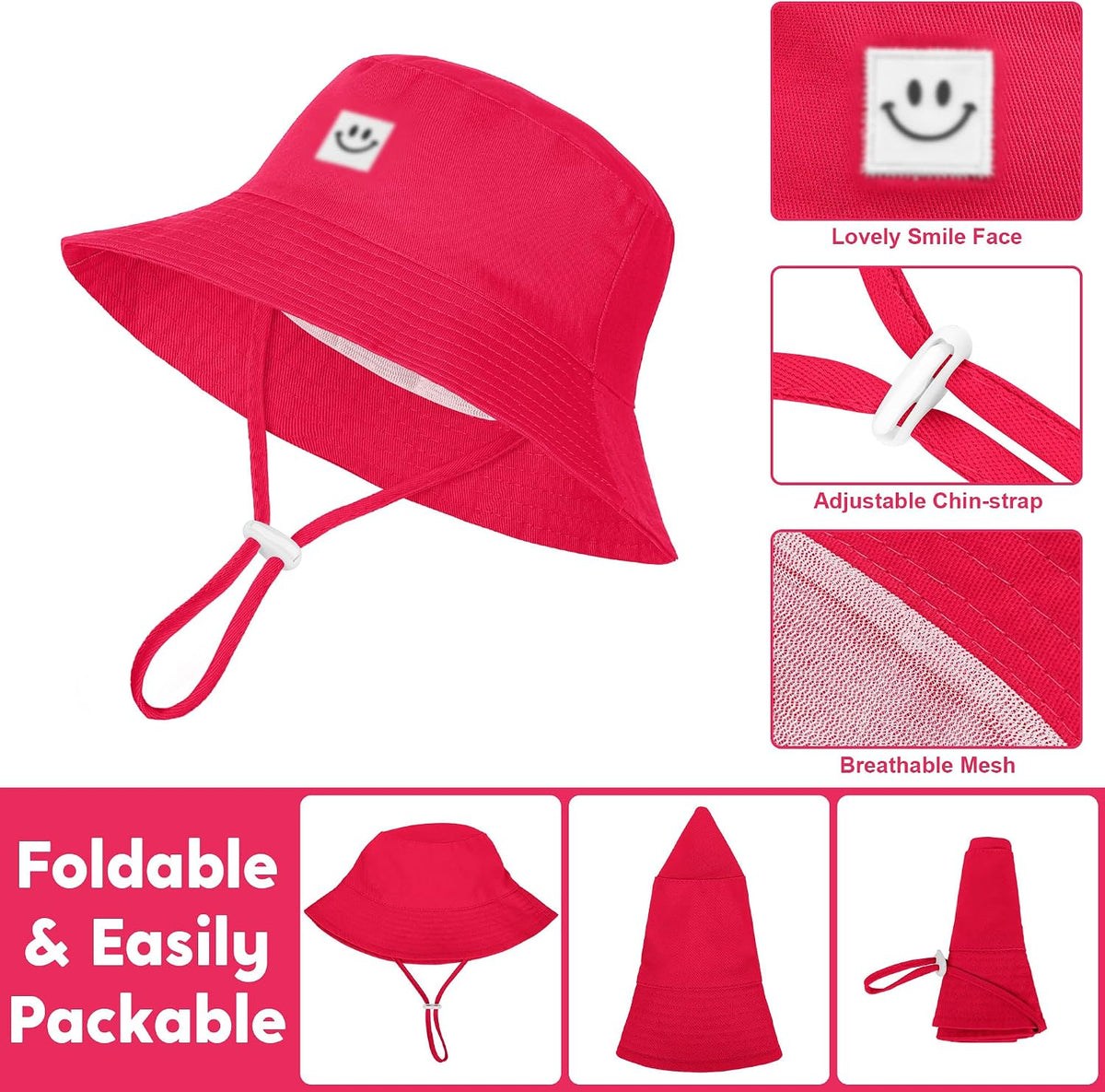 Cooraby Paquete de 5 sombreros de sol ajustables para bebé, sombrer...