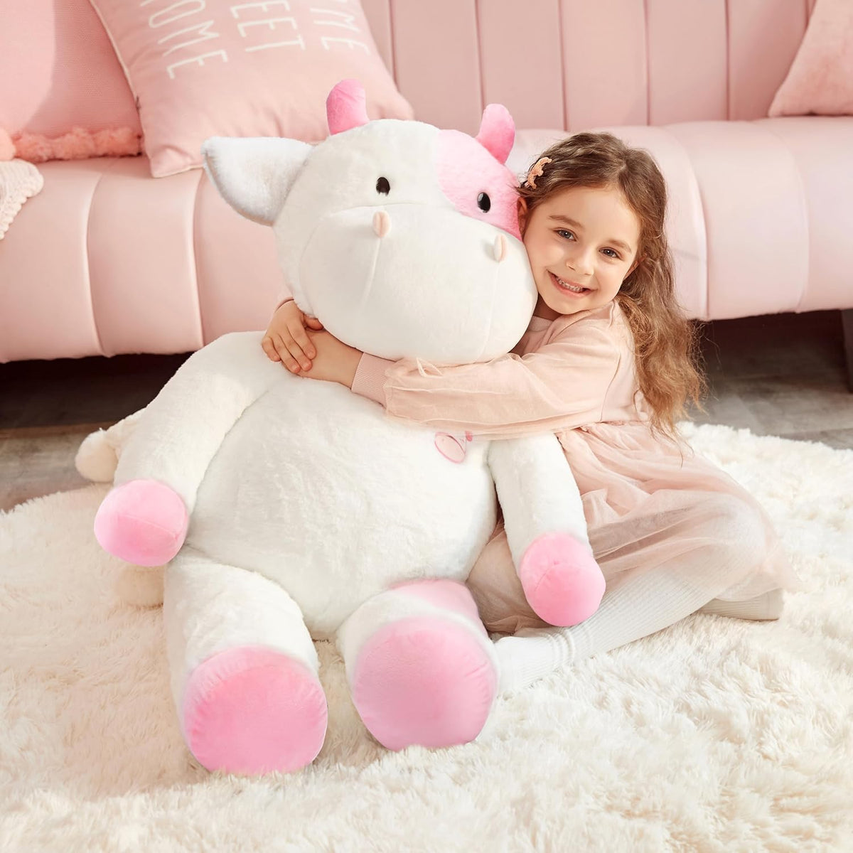IKASA - Animal de peluche gigante de vaca de felpa, juguetes suaves...
