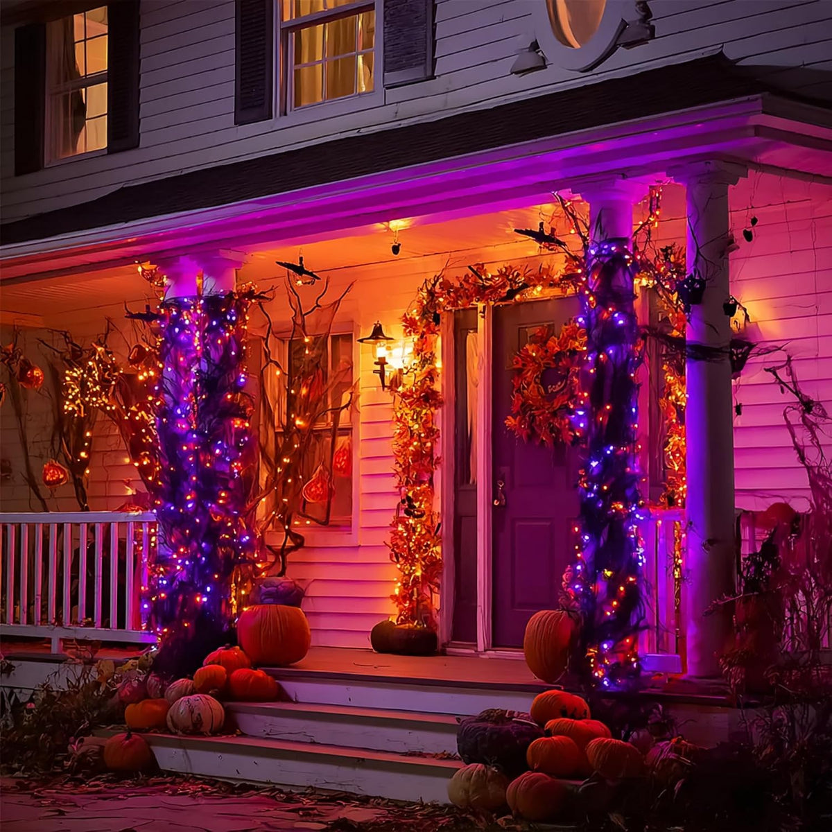 Dazzle Bright Cadena de luces de Halloween, 600 LED de 196 pies, re...
