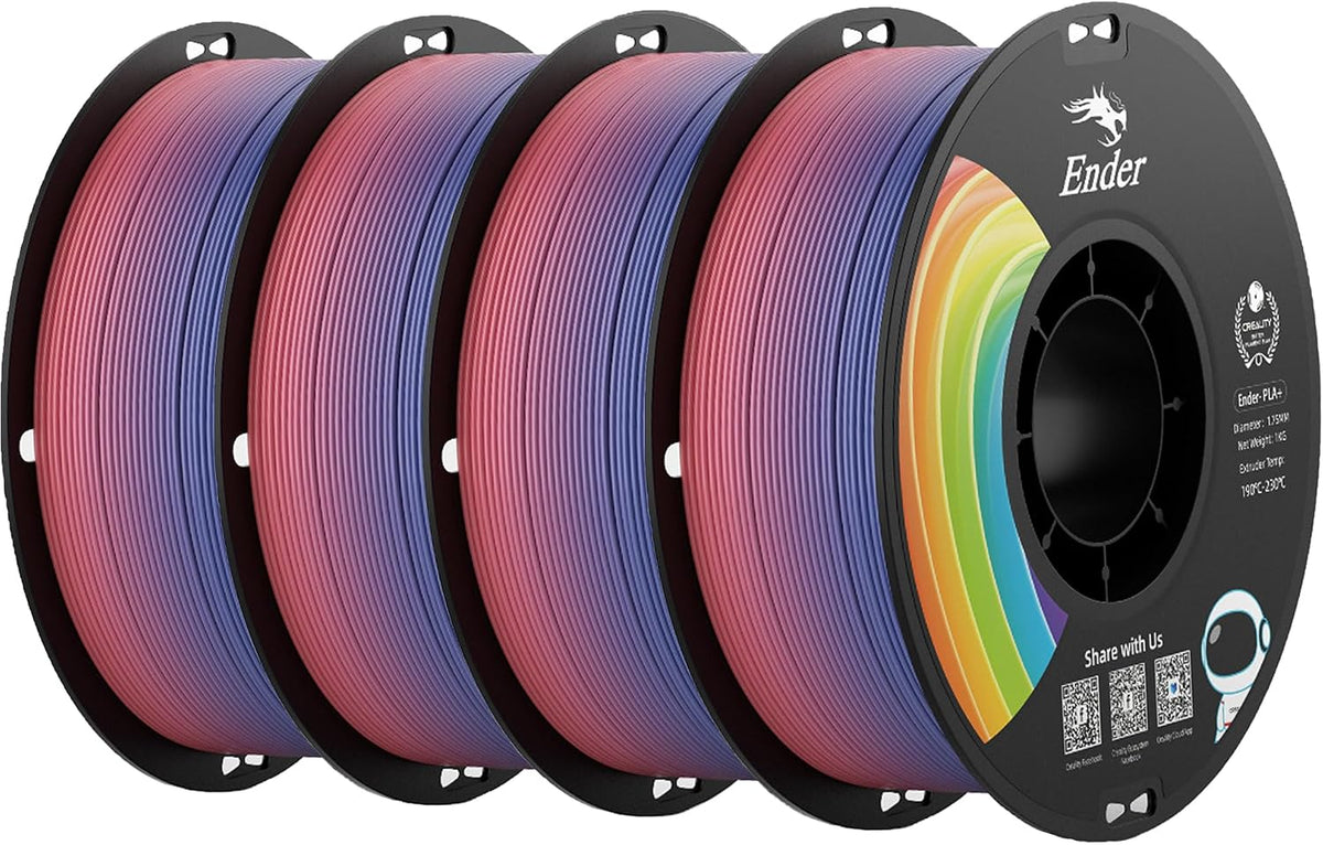 Creality Filamento de impresora 3D PLA+, arco iris, paquete de 4, 8...