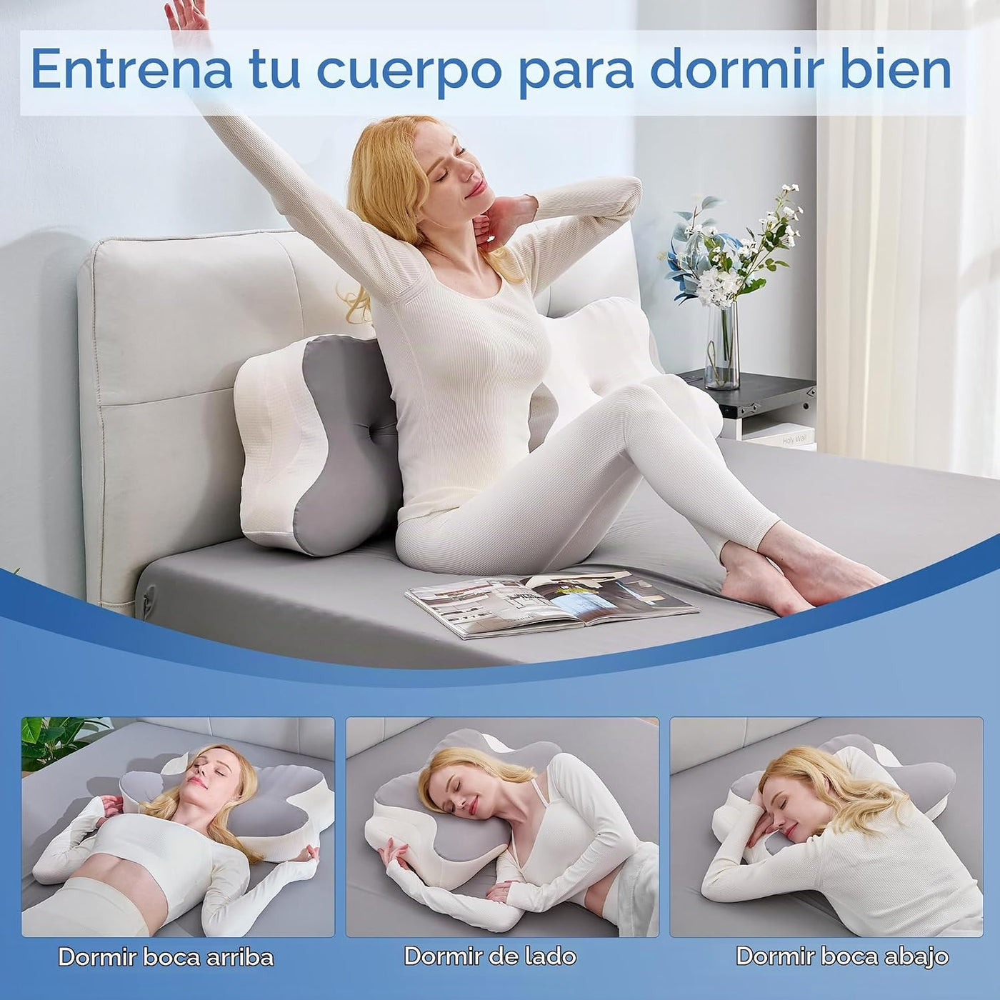 BDEUS Almohada cervical cervical para dormir, almohada ergonómica d...