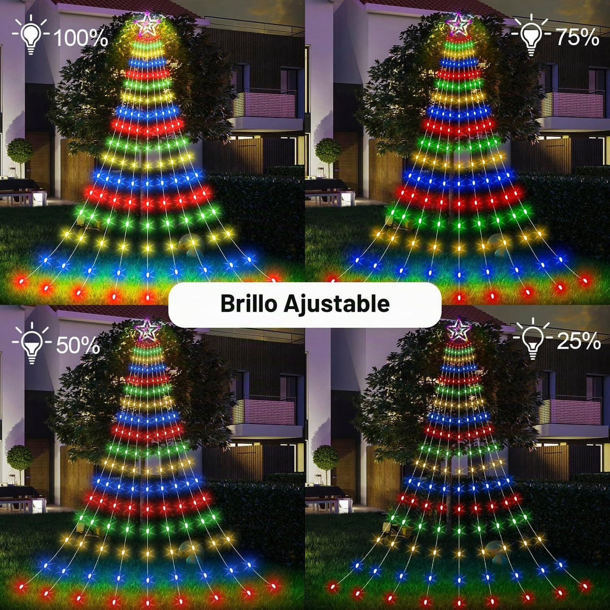 Luces solares de Navidad para exteriores, 11.48 pies, 350 luces LED...