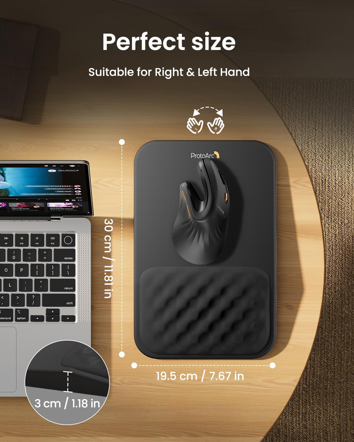 ProtoArc MP50 - Alfombrilla ergonómica para mouse con soporte para...