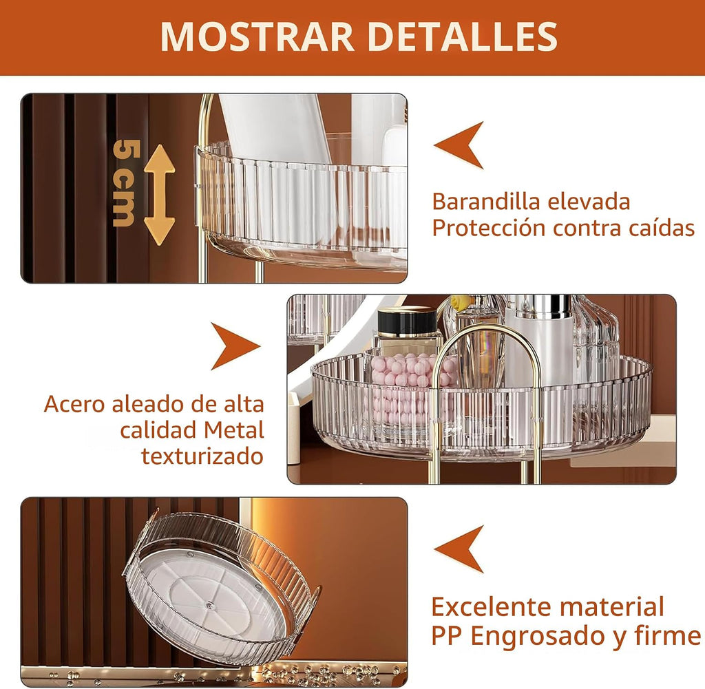 YCIA&amp;DONE Organizador de maquillaje giratorio de 360 grados y a...