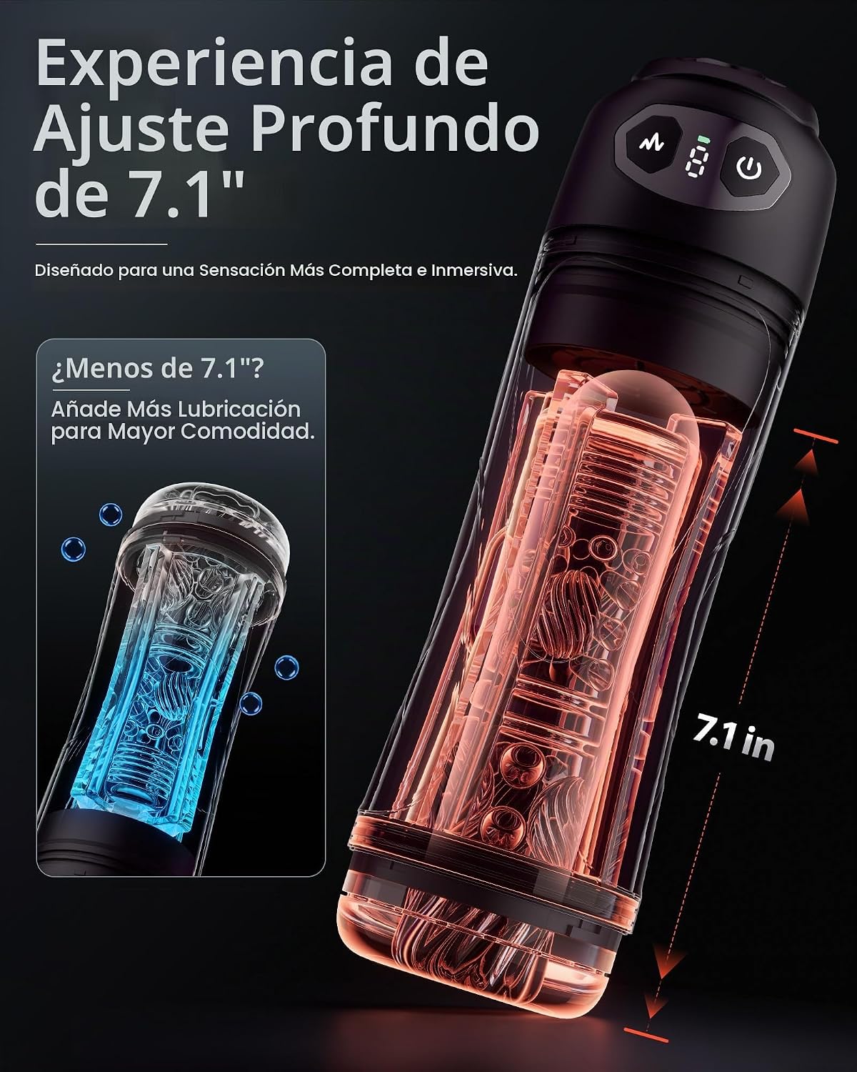 EINSEO Masturbador masculino de succión con manga de 18 cm de profu...