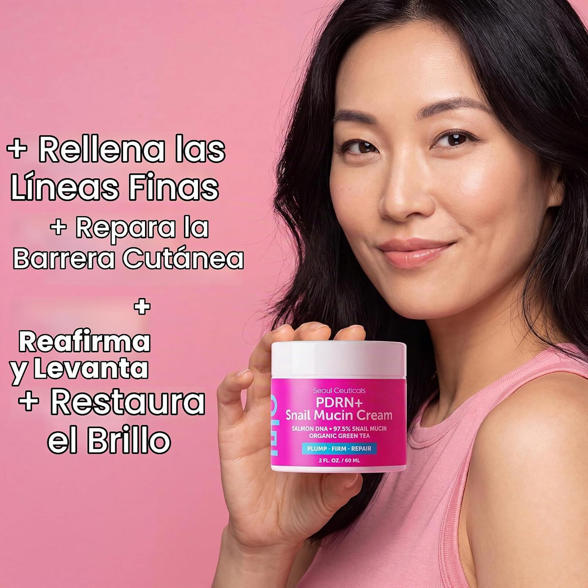 Crema hidratante facial con mucina de caracol y ADN de salmón PDRN...