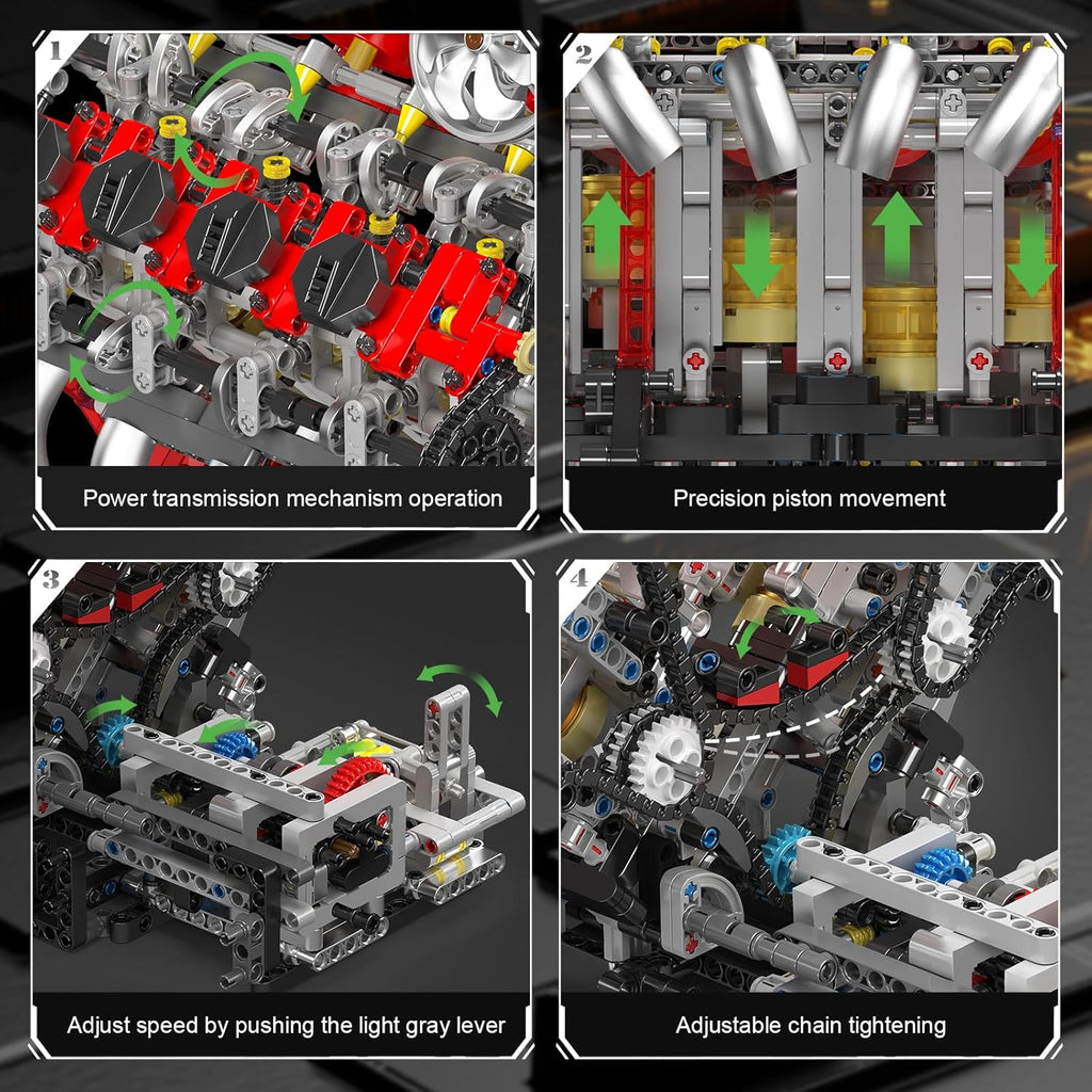 Juegos de bloques de construcción de motor Mold King V8, kit de mod...