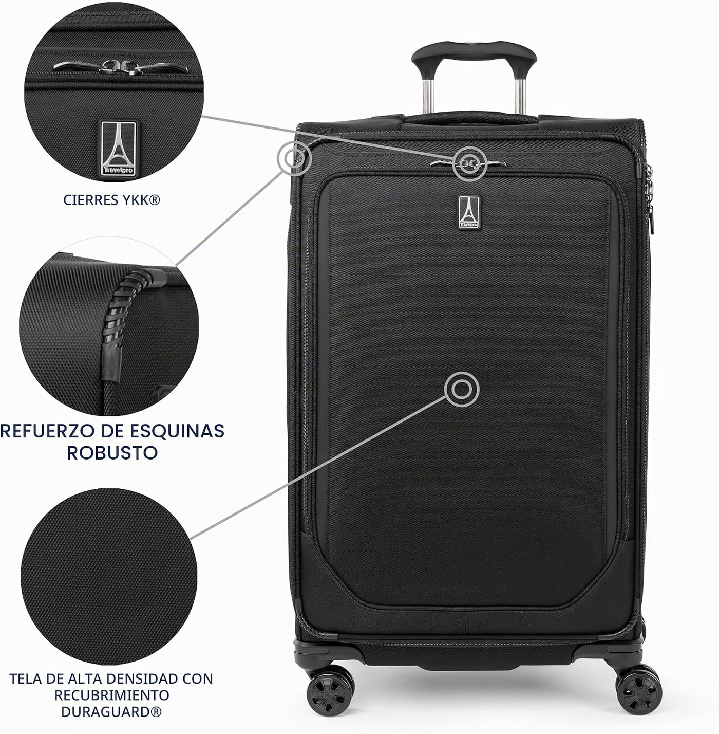 Travelpro Crew Classic Softside - Equipaje a cuadros, negro, 29 pul...