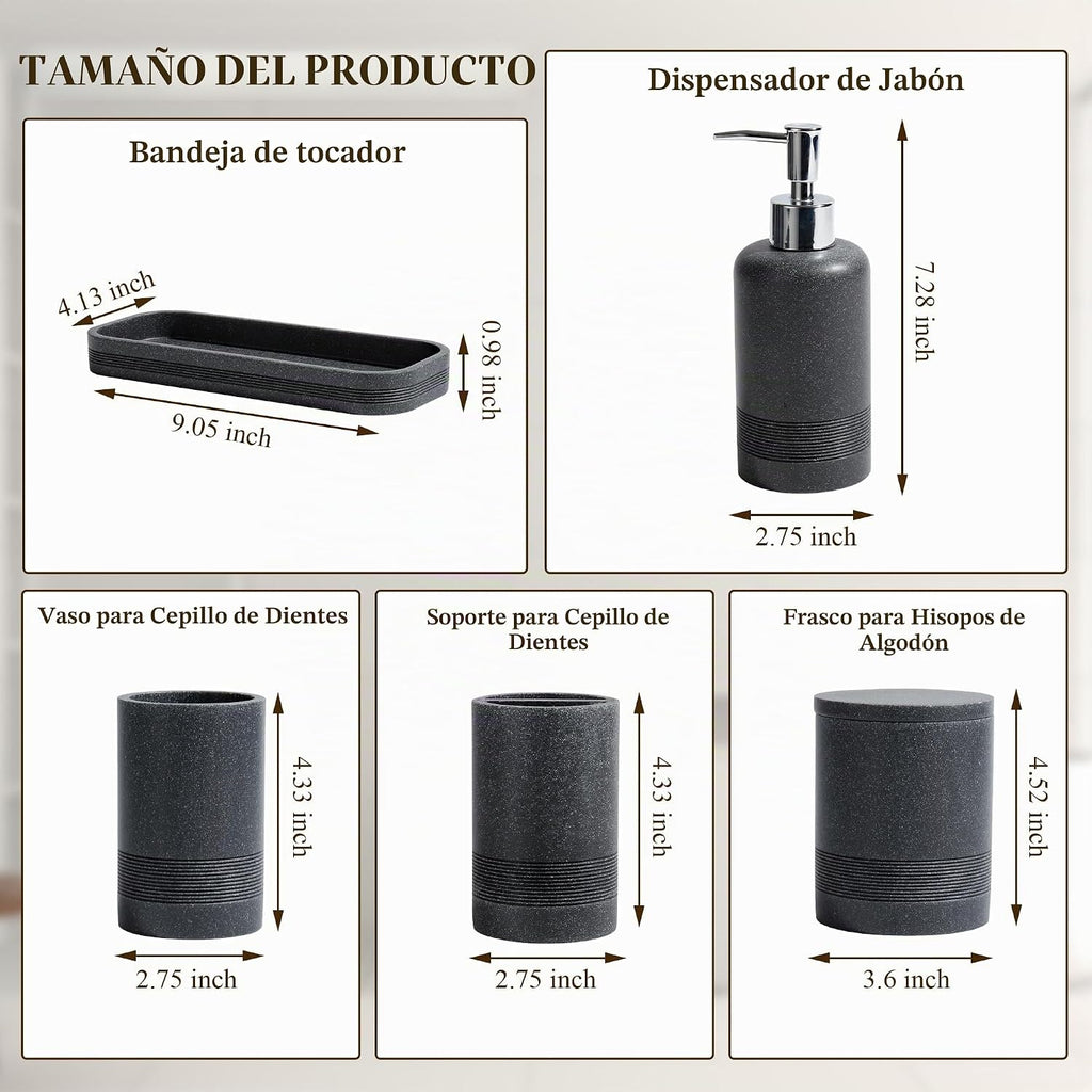 Juego de accesorios de baño, juego de 6 piezas de accesorios de bañ...