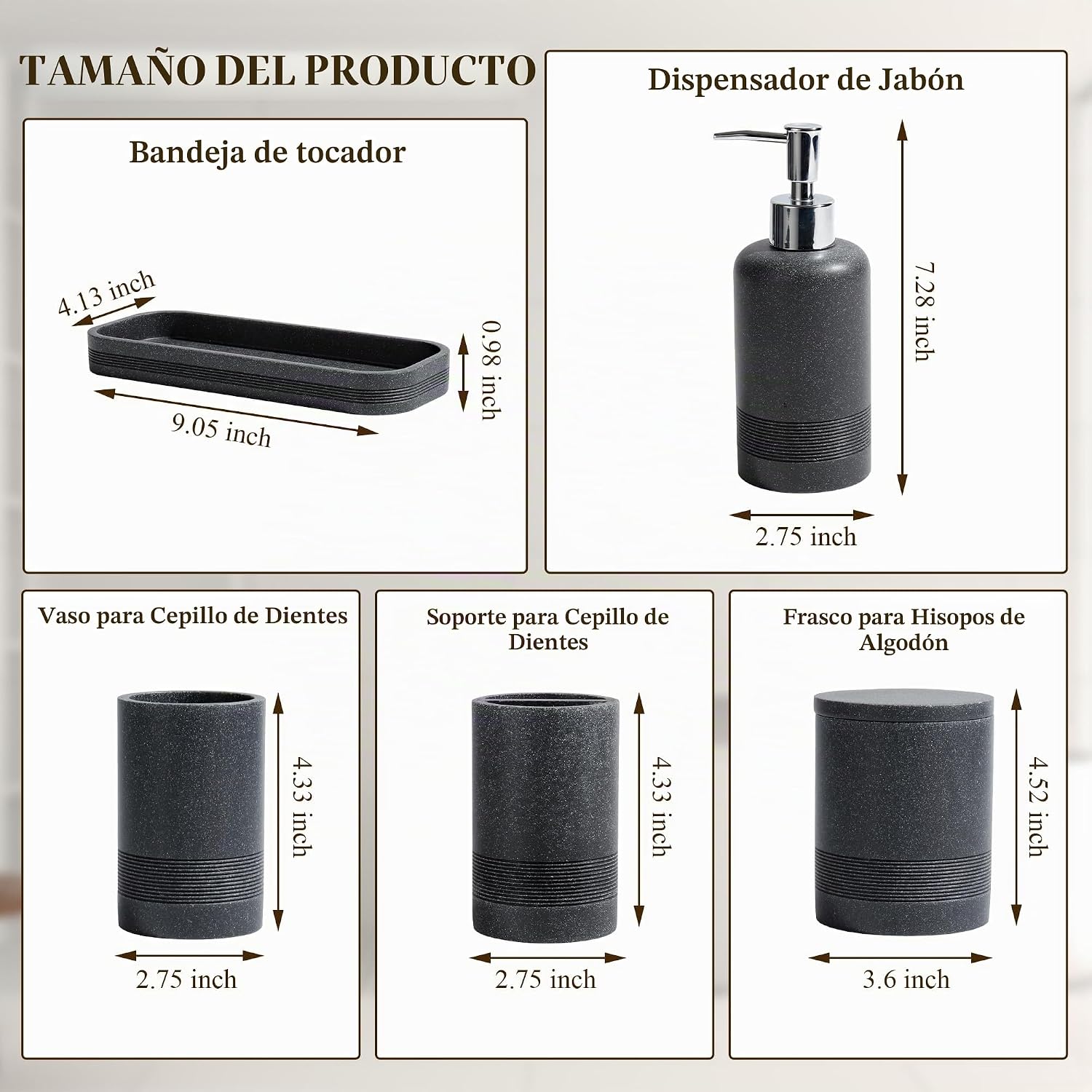 Juego de accesorios de baño, juego de 6 piezas de accesorios de bañ...