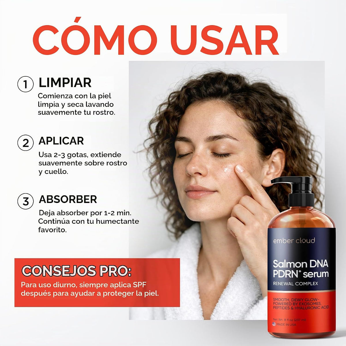 Ember Cloud Salmon DNA PDRN Suero, Ácido Hialurónico, Péptidos, Exo...