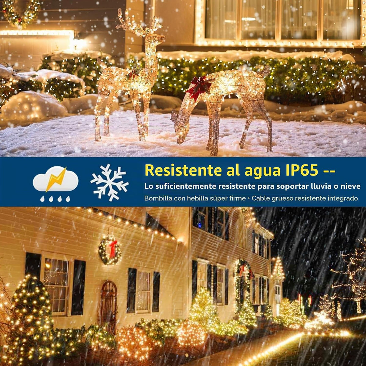 MZD8391 Luces de Navidad LED de 170 pies, 500 luces LED para interi...