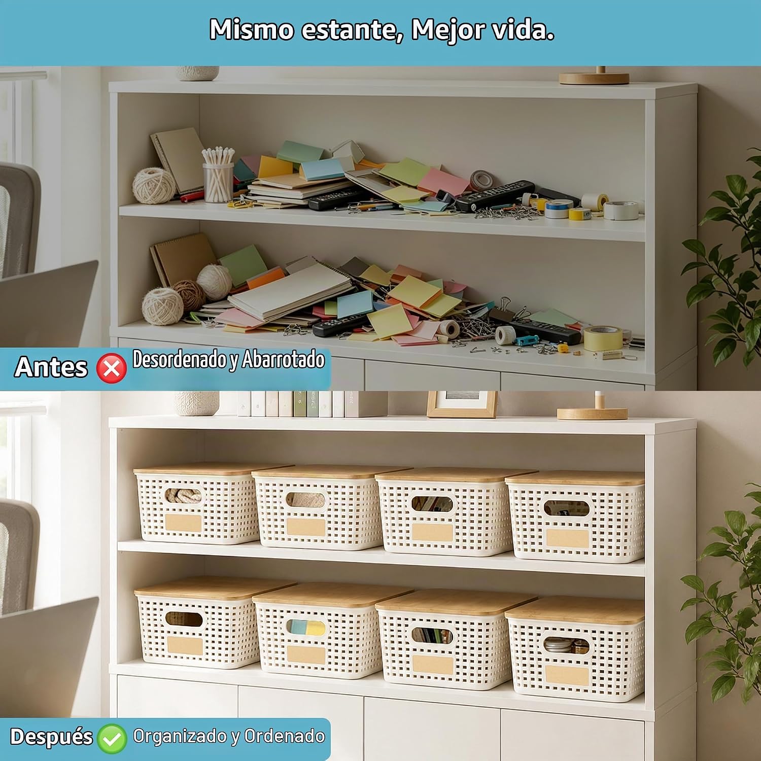 Bagnizer Contenedores pequeños de plástico con tapas de bambú de 5....