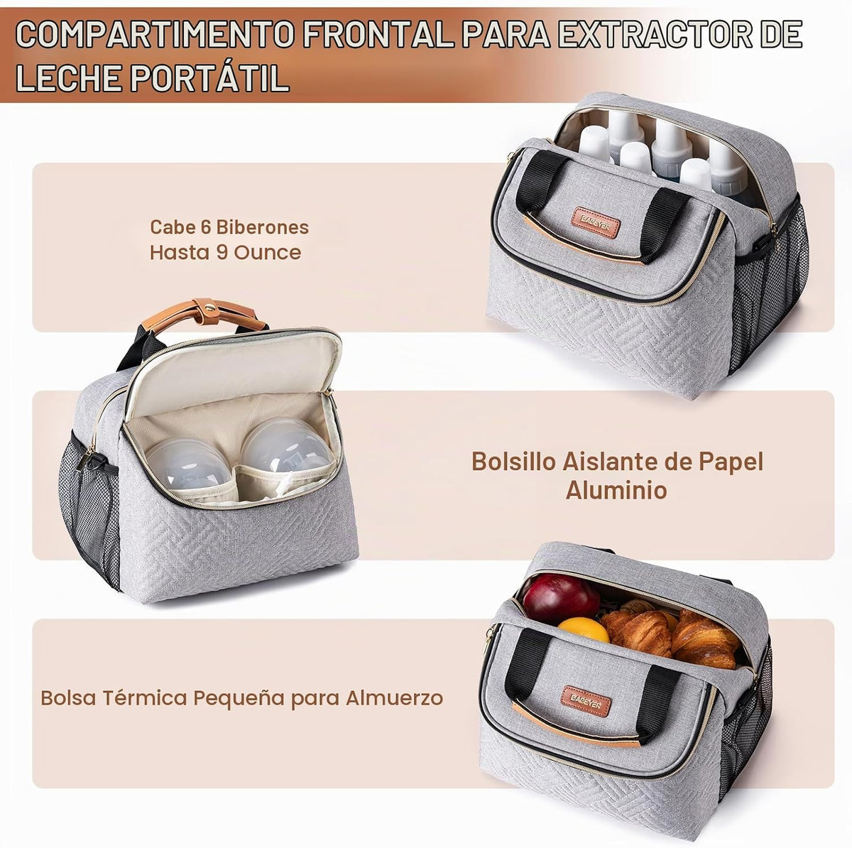 Bolsa térmica para leche materna BABEYER con paquete de hielo, se a...