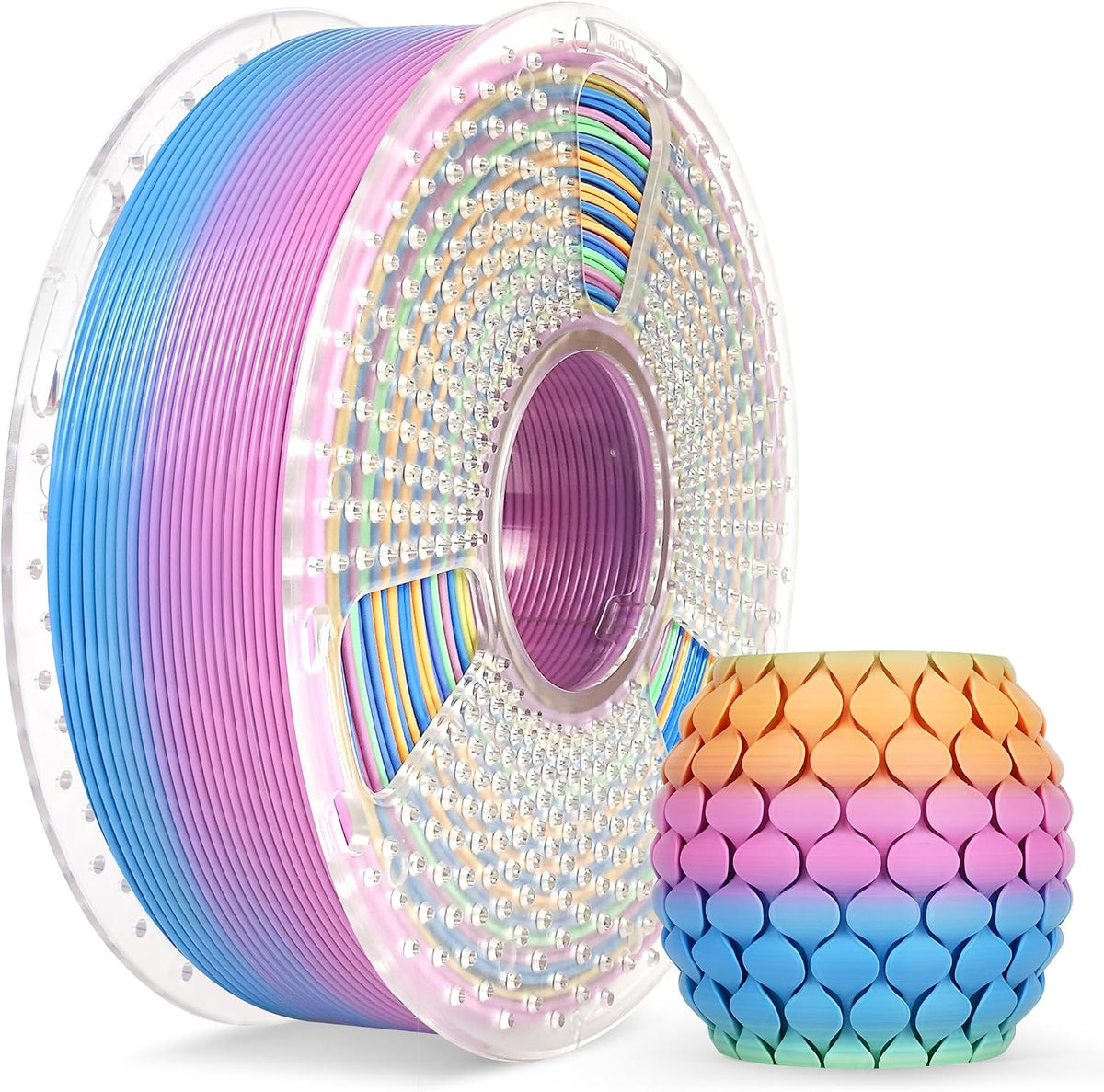 SUNLU Filamento para impresora 3D, filamento PLA arcoíris de 0.07 i...