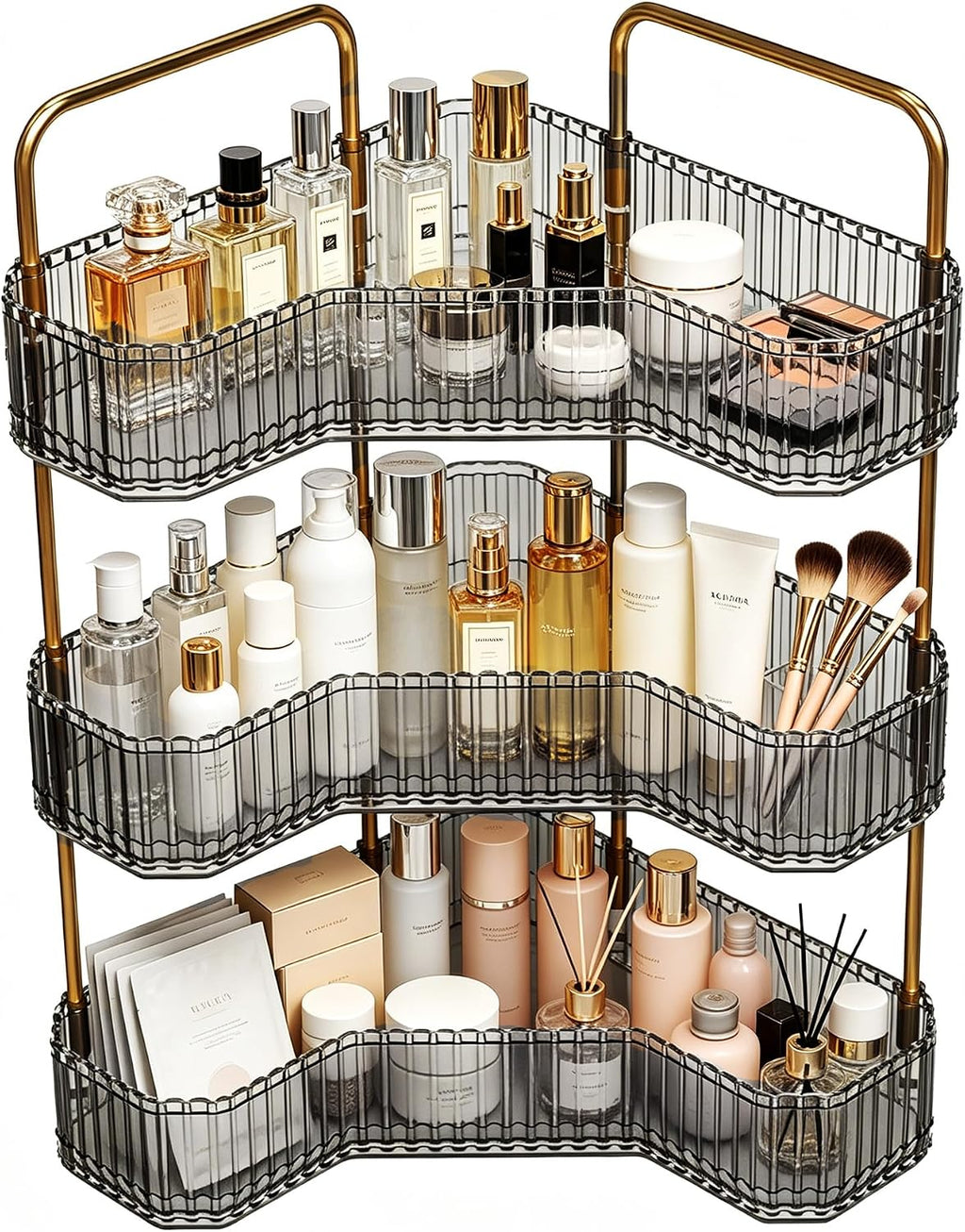 Organizador de baño esquinero de 3 niveles, estante para mostrador...