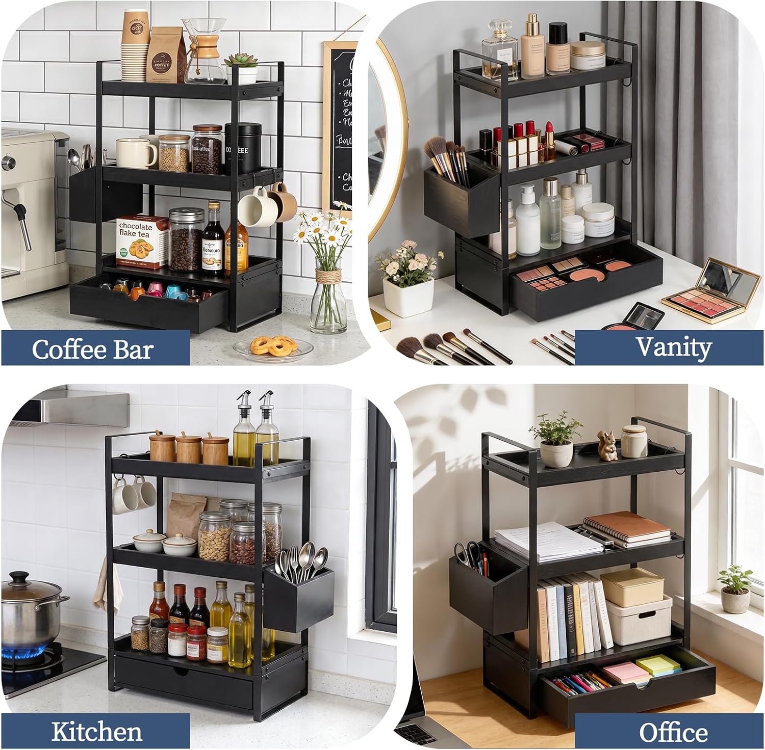 Organizador de encimera de baño de 3 niveles con cesta de cajón y g...