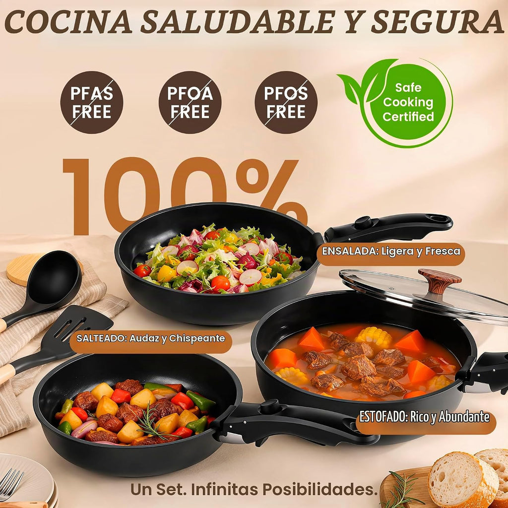 Juego de utensilios de cocina antiadherentes de cerámica de 20 piez...