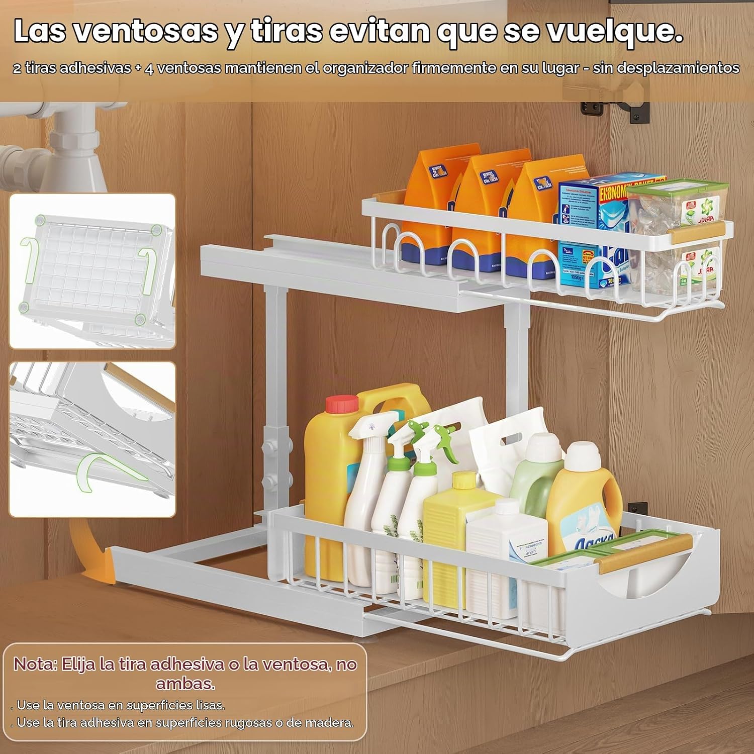 Aekenr Organizador y almacenamiento para debajo del fregadero para...
