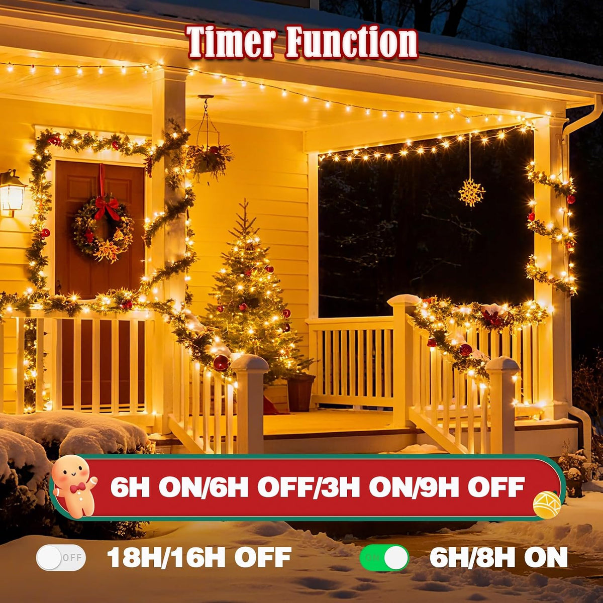 Tira de luces de Navidad con control por voz, 88 pies, 240 LED | 7...