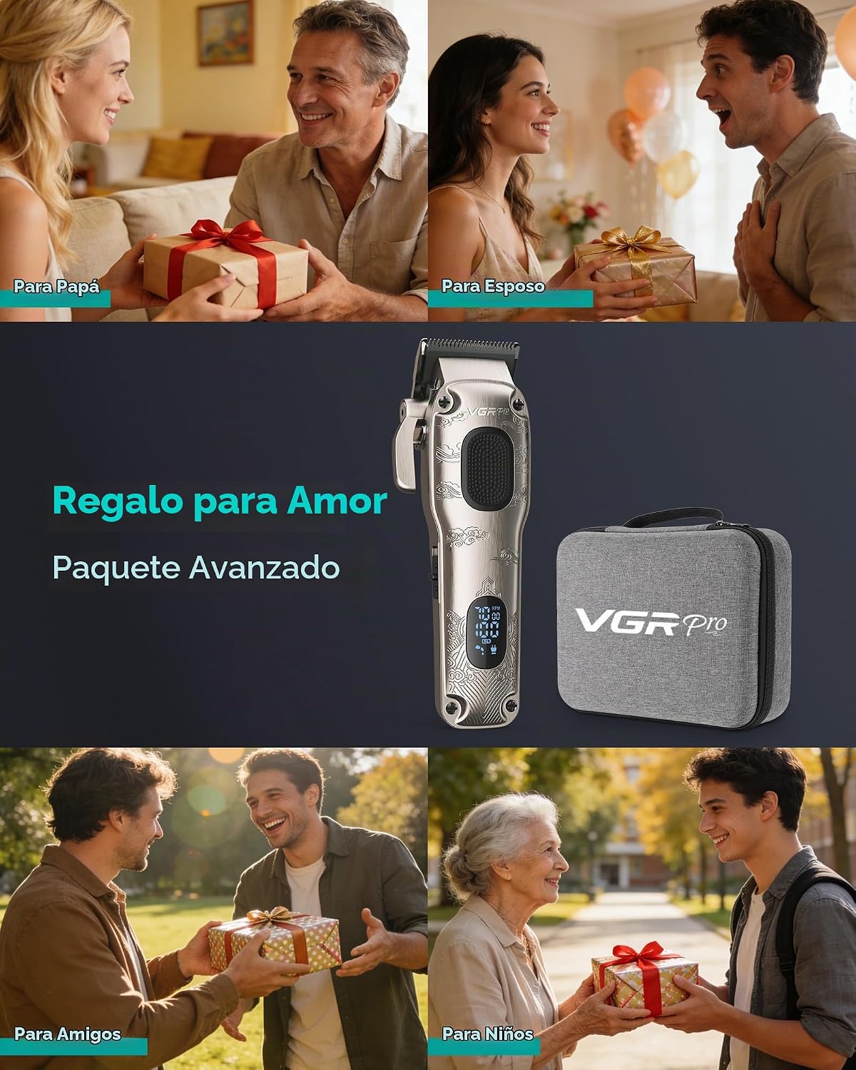 VGRPRO Cortapelos para hombres profesionales, inalámbricas y con ca...