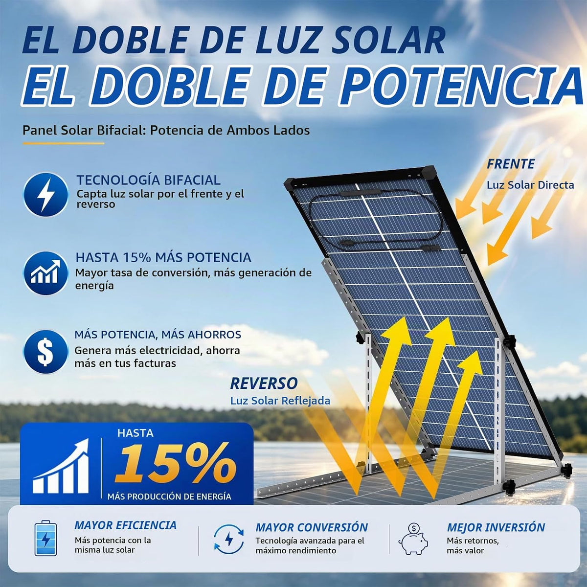 N-tipo 18BB 400W panel solar bifacial, 4pcs paneles solares de 100...
