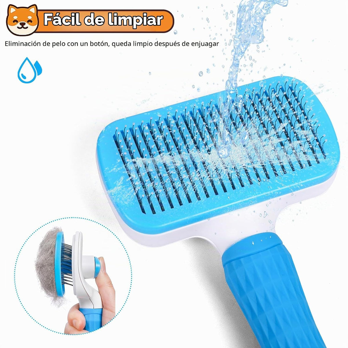 PWOD Cepillo para perros y gatos, cepillo deslizante de autolimpiez...