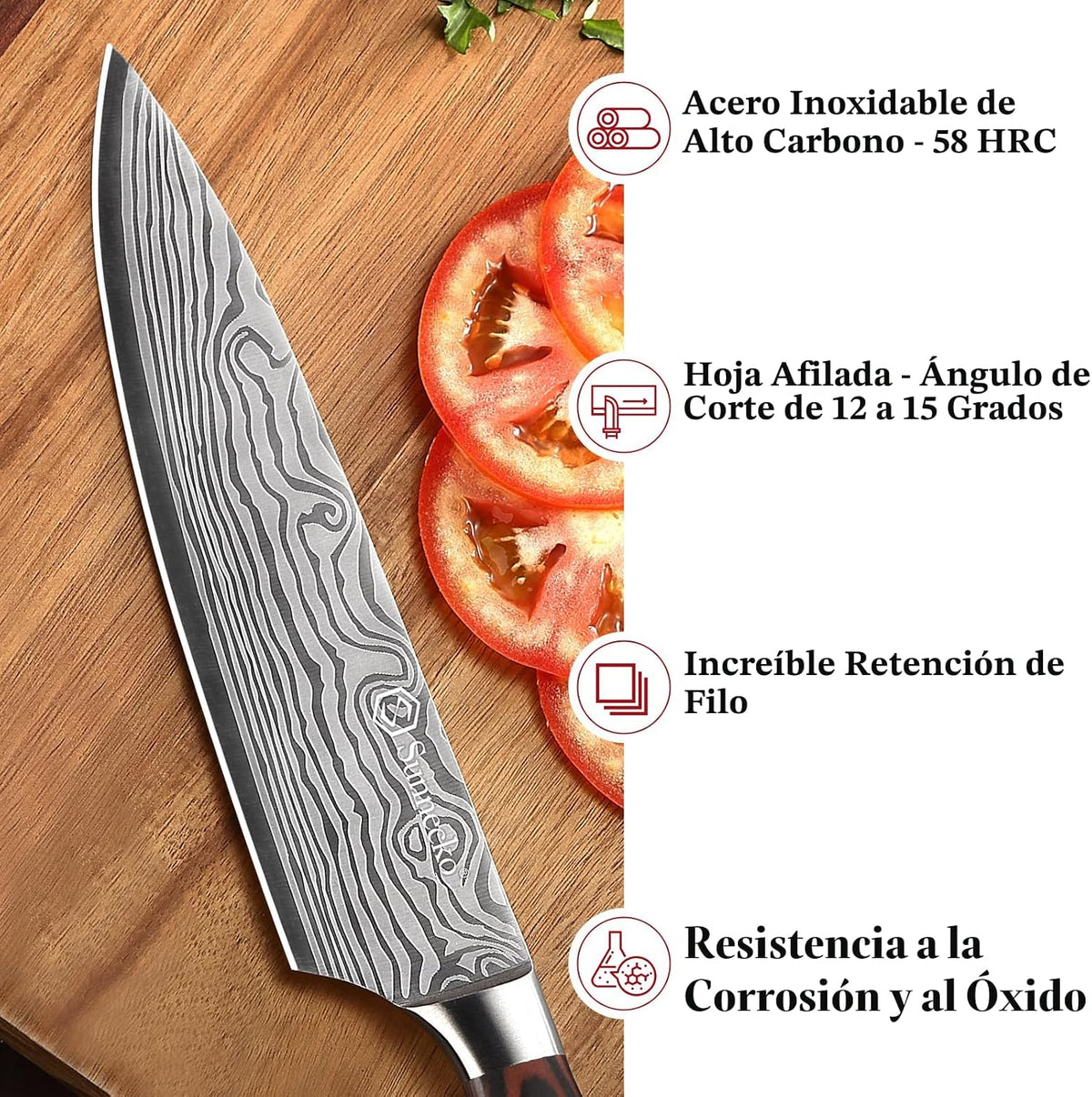 Sunnecko Cuchillo de chef de 8 pulgadas, cuchillo de cocina ultra a...