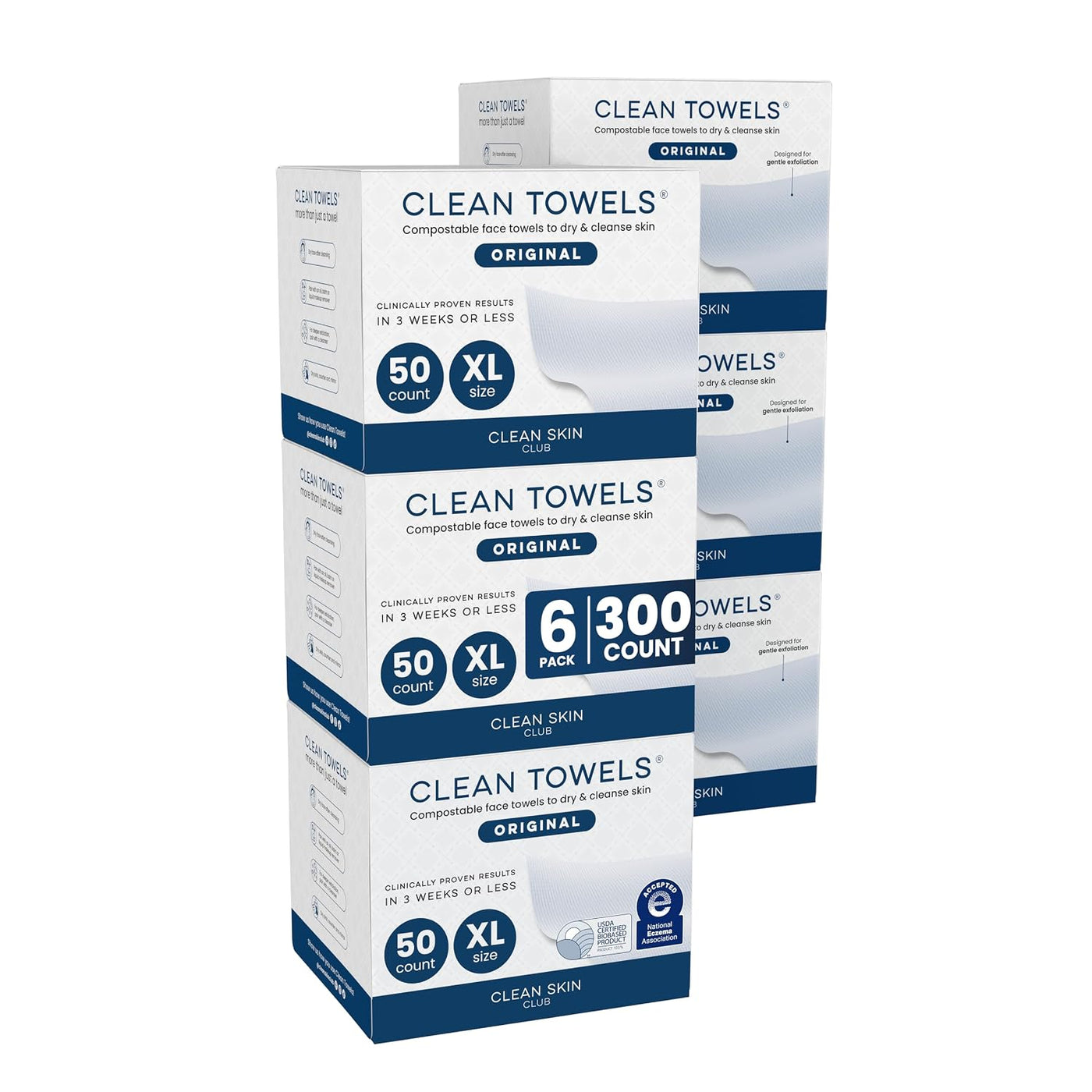 Clean Skin Club Toallas Faciales XL - Biológicas
