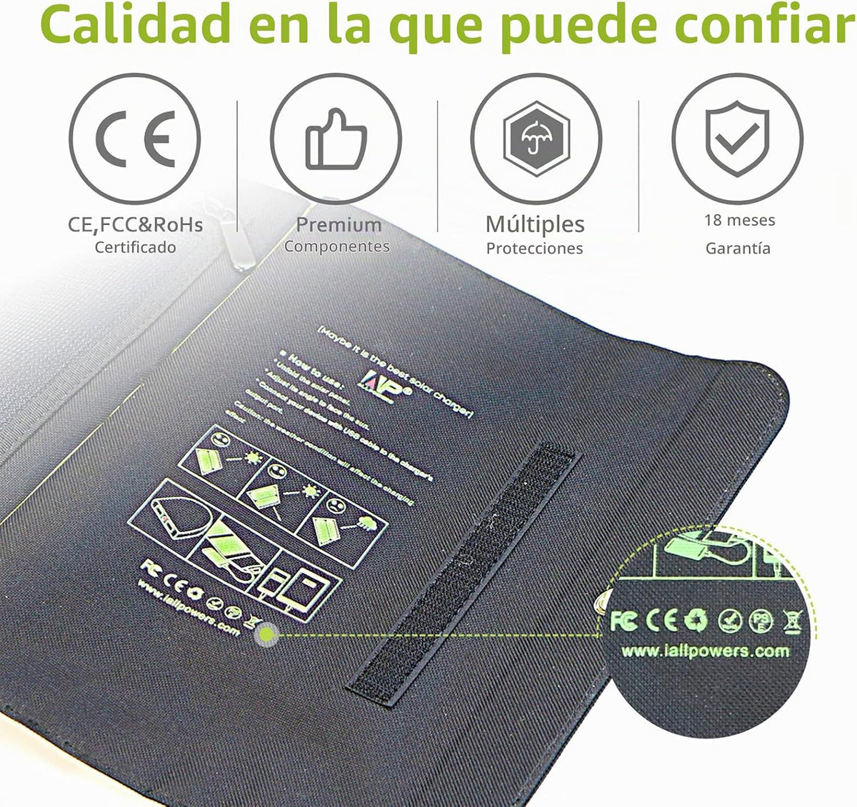 ALLPOWERS Panel solar SP002 5V 21W, cargador solar portátil | 3 sal...