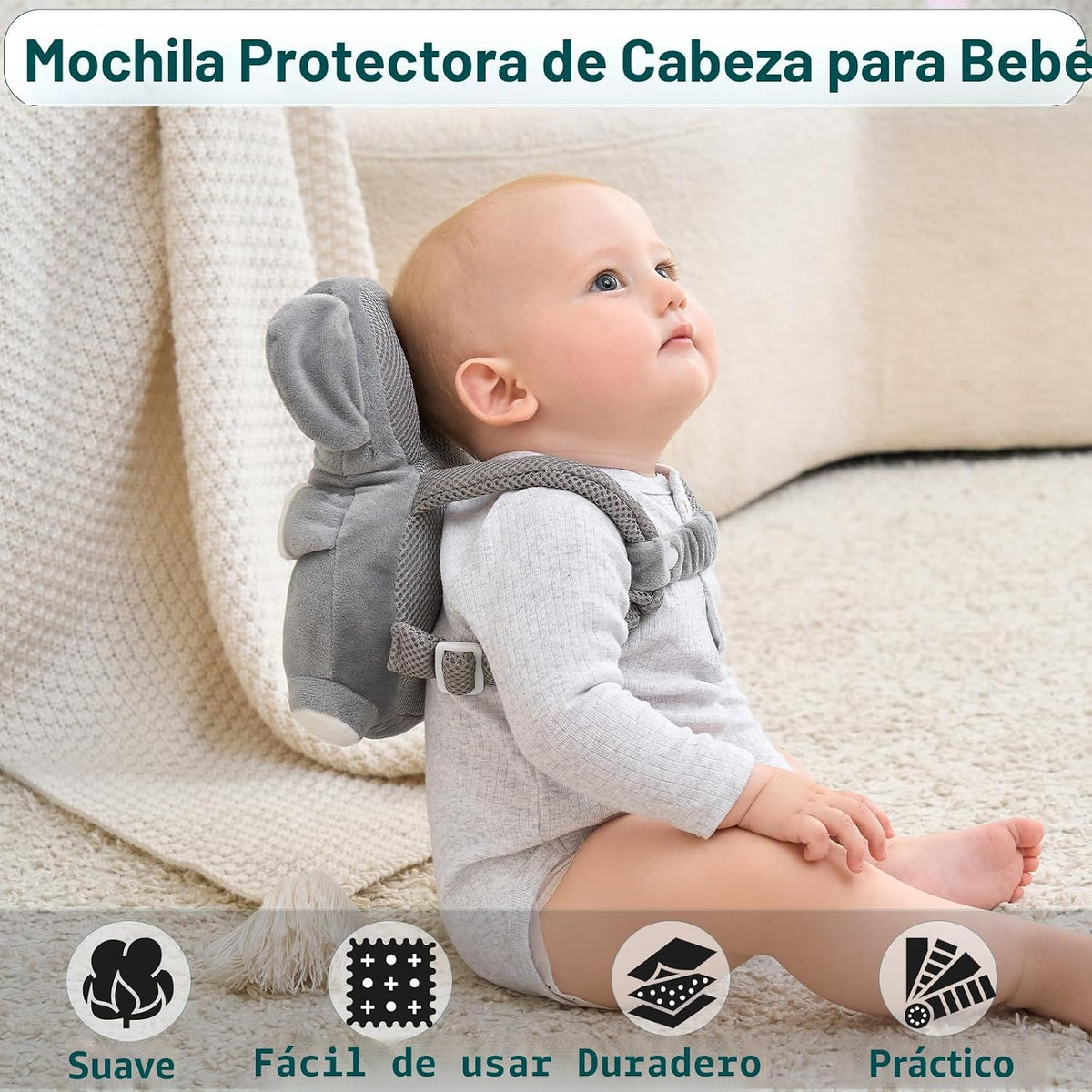 Mochila protectora para la cabeza del bebé para caerse Gatear y cam...