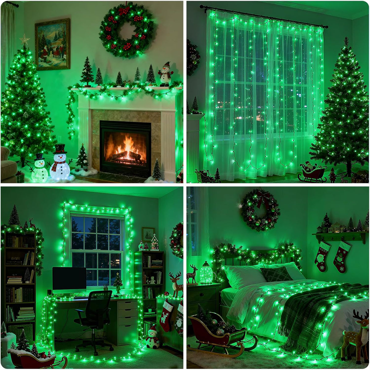 VTECHOLOGY Cadena de luces de 66 pies con 200 LED para árbol de Nav...