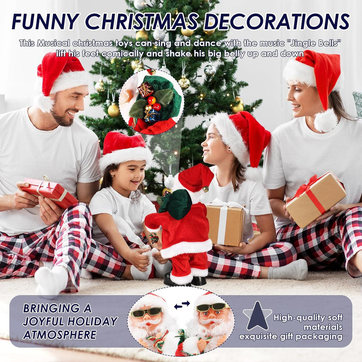 Muñeco de Papá Noel eléctrico Gfilay con barriga y pies que se muev...