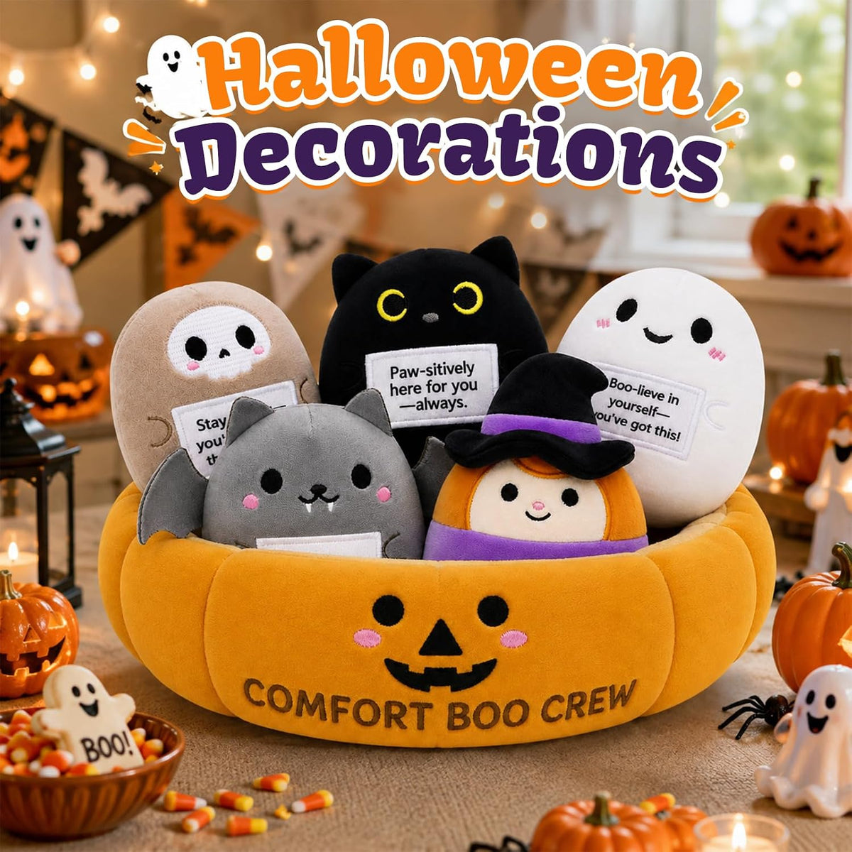Peluche de Halloween - Juego de peluche de apoyo emocional con cest...