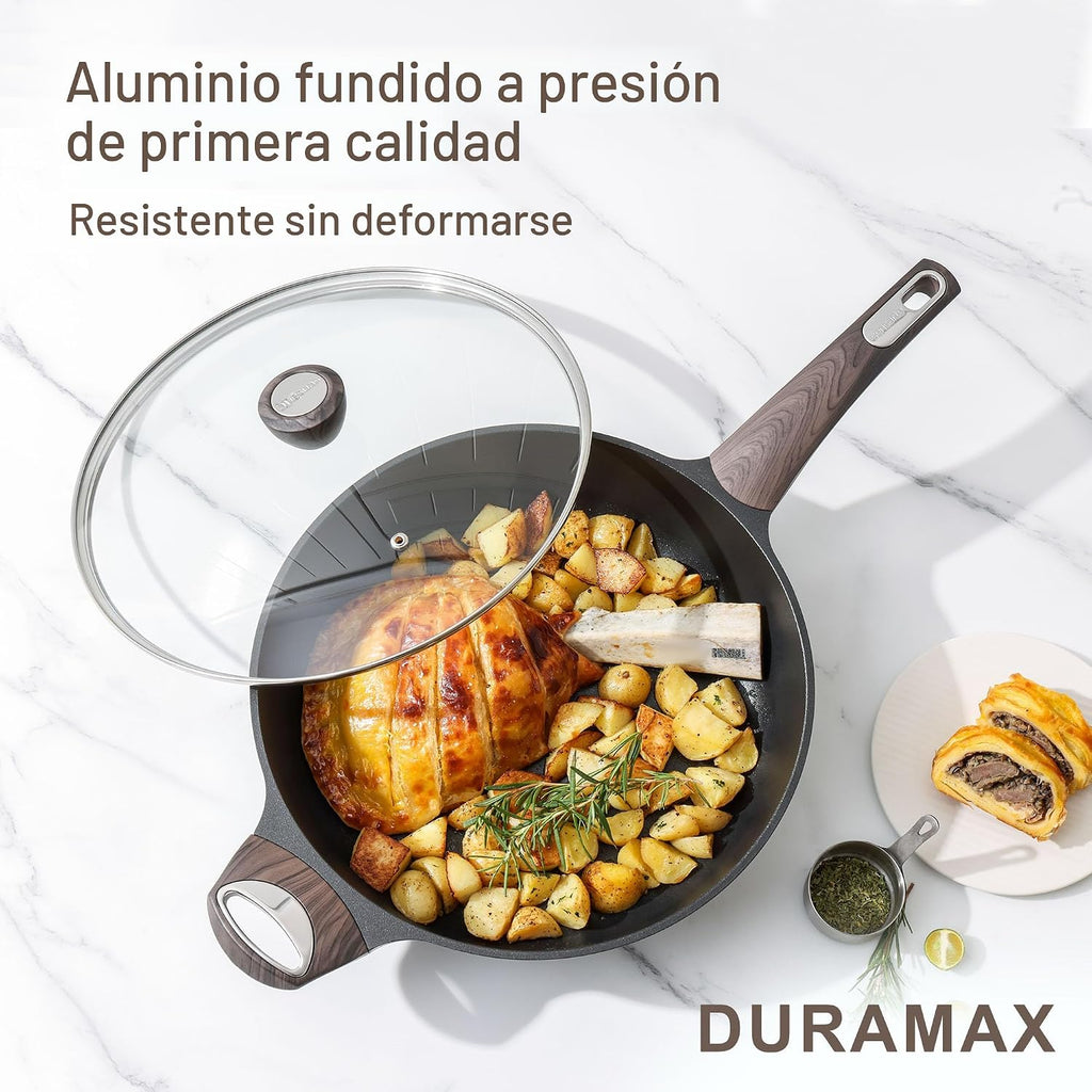 SENSARTE Sartén antiadherente con tapa, sartén profunda grande de 1...