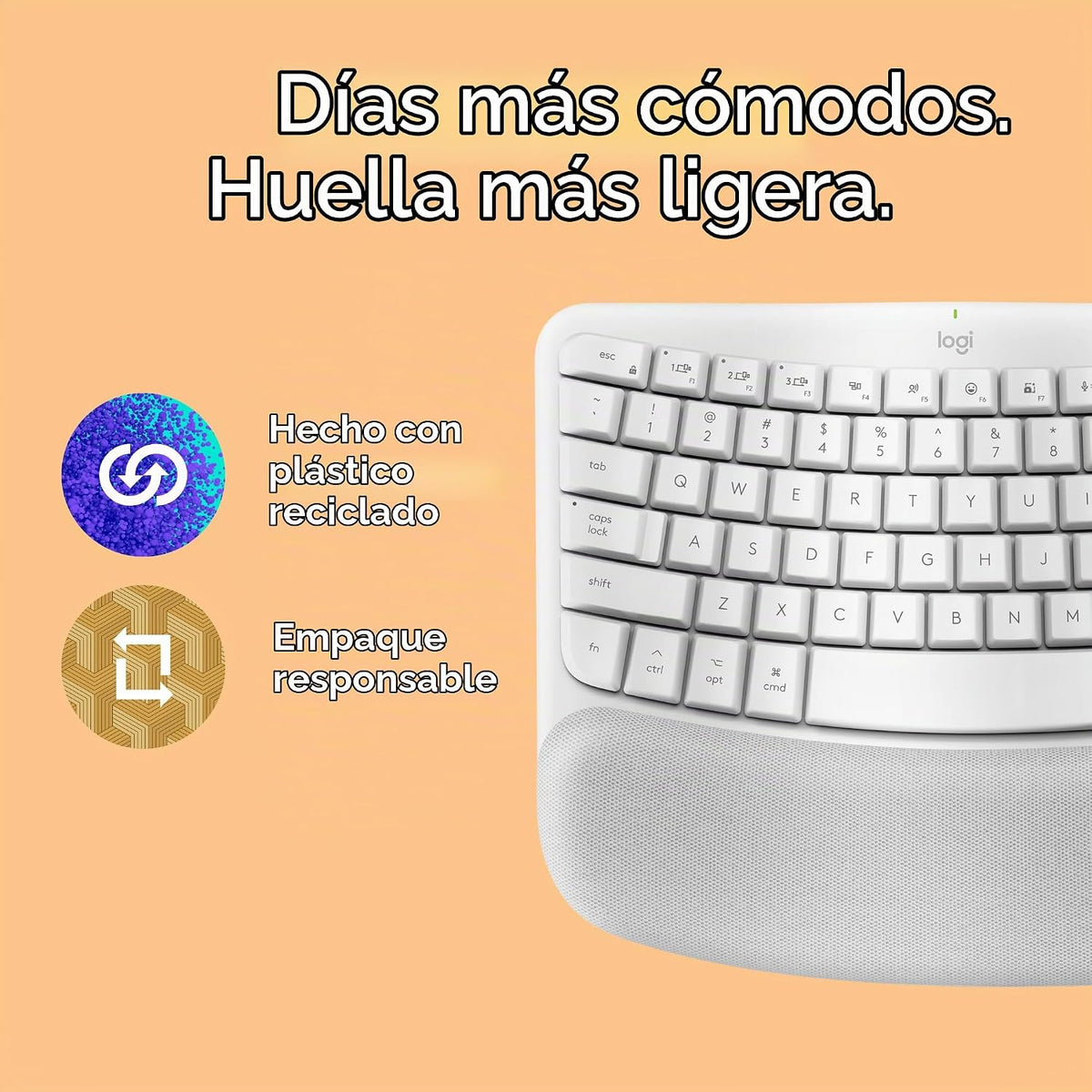 Logitech Wave Keys - Teclado ergonómico inalámbrico Bluetooth para...