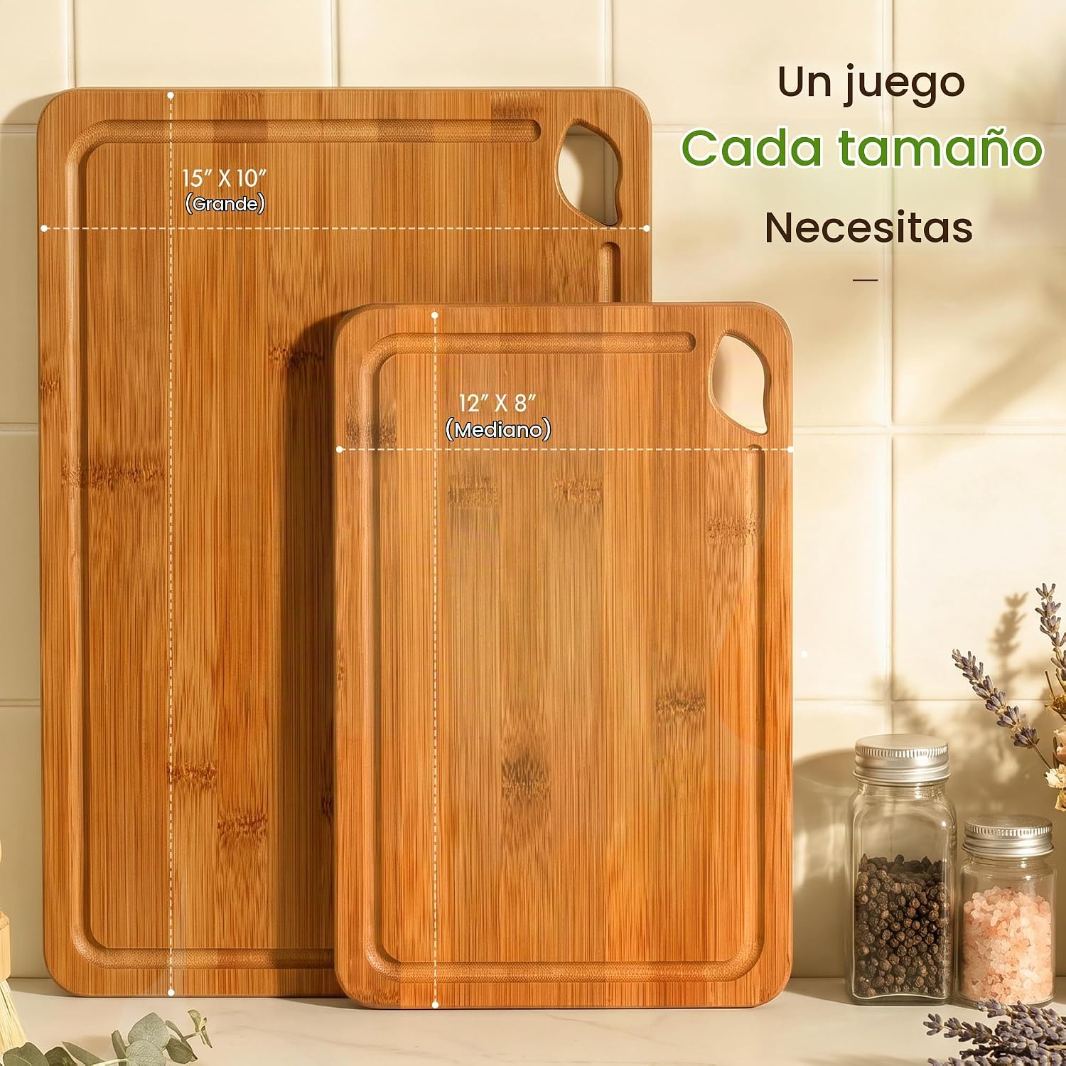 Astercook Tablas de cortar de bambú carbonizado profundo | Tablas d...