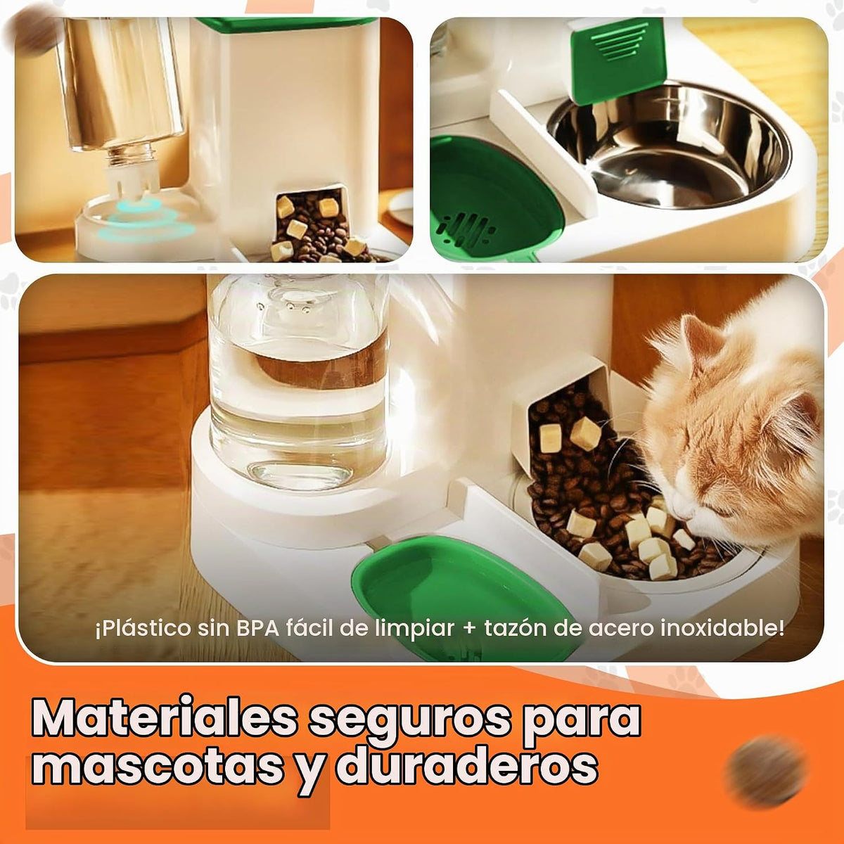 Comedero automático para gatos y dispensador de agua, estación de a...