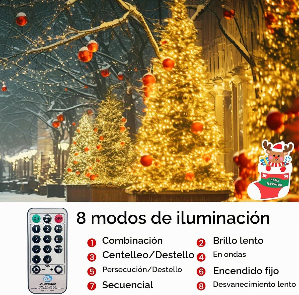 BHCLIGHT Luces de Navidad en racimo de 1500 LED de 75 pies con cont...