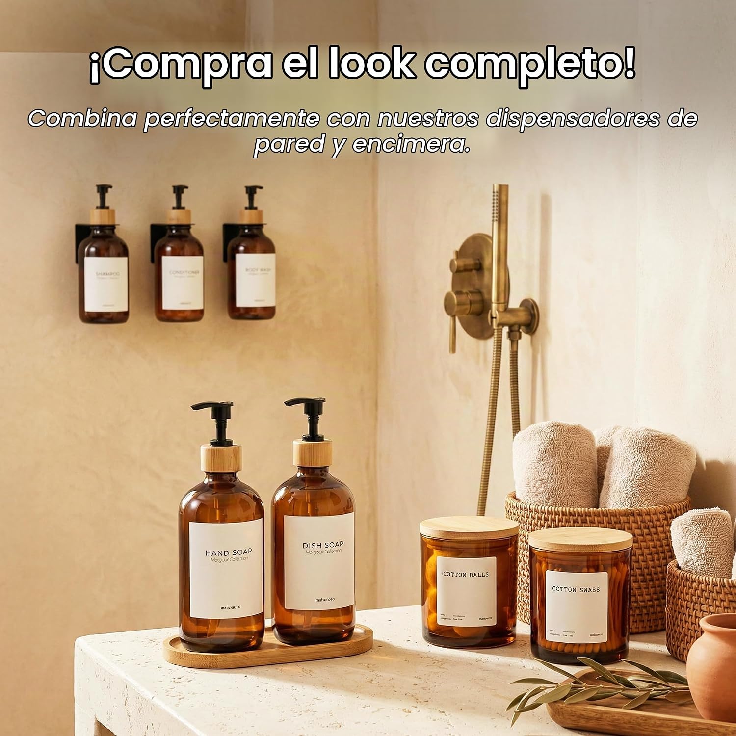 MaisoNovo Recipientes de vidrio para baño con tapas (hermético), so...