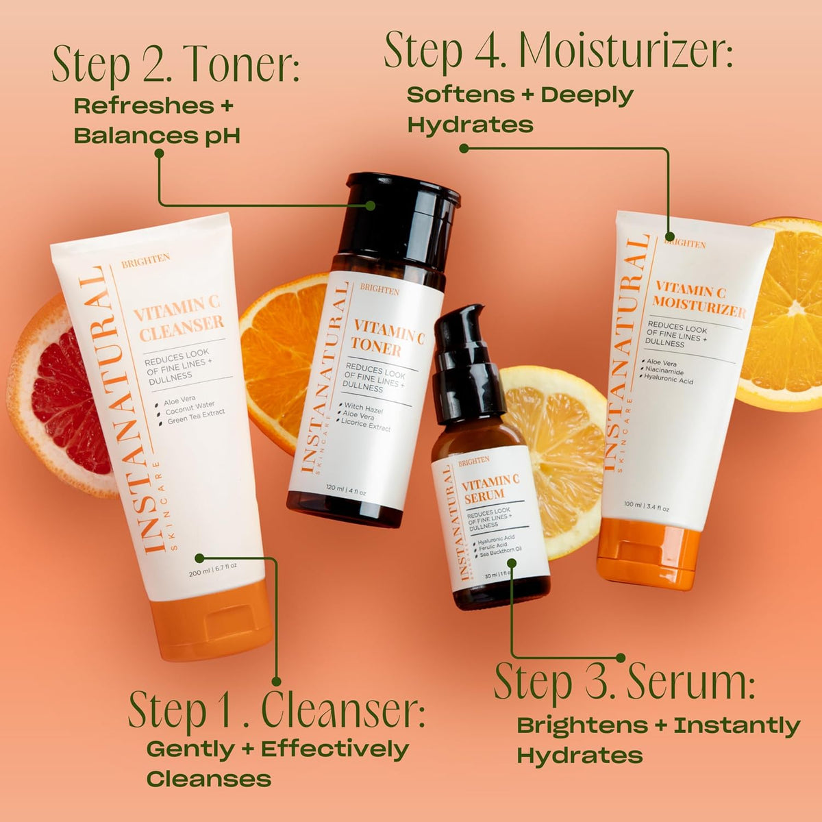 InstaNatural Vitamin C Serum con ácido hialurónico y Vit E \u2013 N...