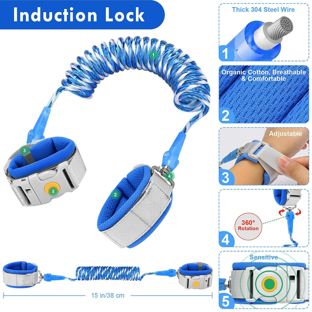 Accmor - Muñequera reflectante antipérdida con cerradura para niños...