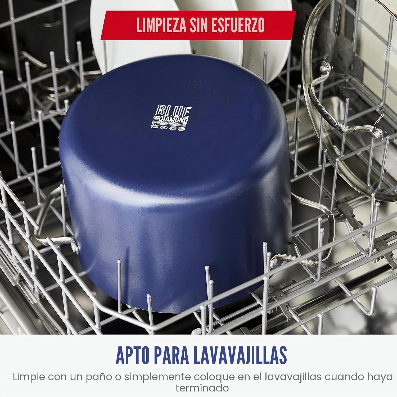 Blue Diamond - Sartén de 12 pulg de cerámica con infusión de diaman...