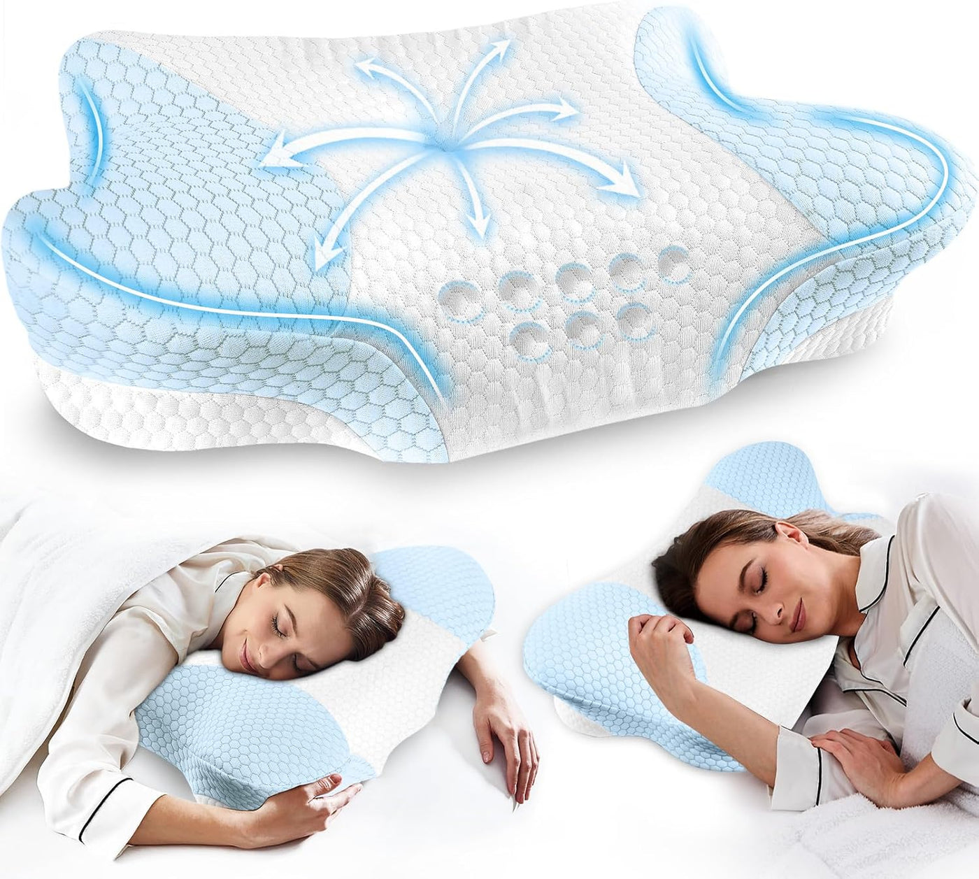 Almohadas cervicales para el cuello con espuma viscoelástica, almoh...